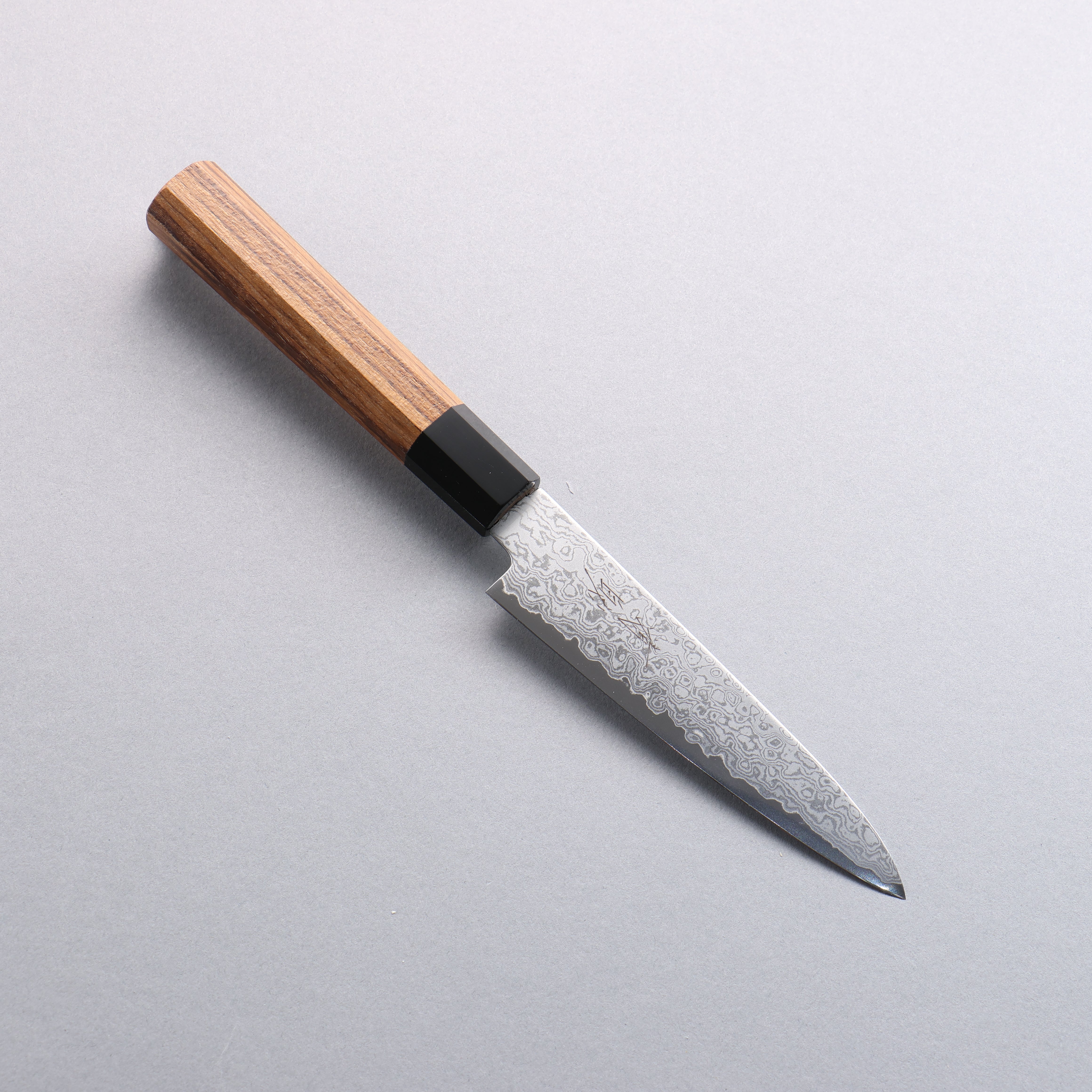 Seisuke VG10 Damascus Petty-Utility 120mm Teak (ferrule: Black Water Buffalo Horn) Handle - Japanny - Best Japanese Knife