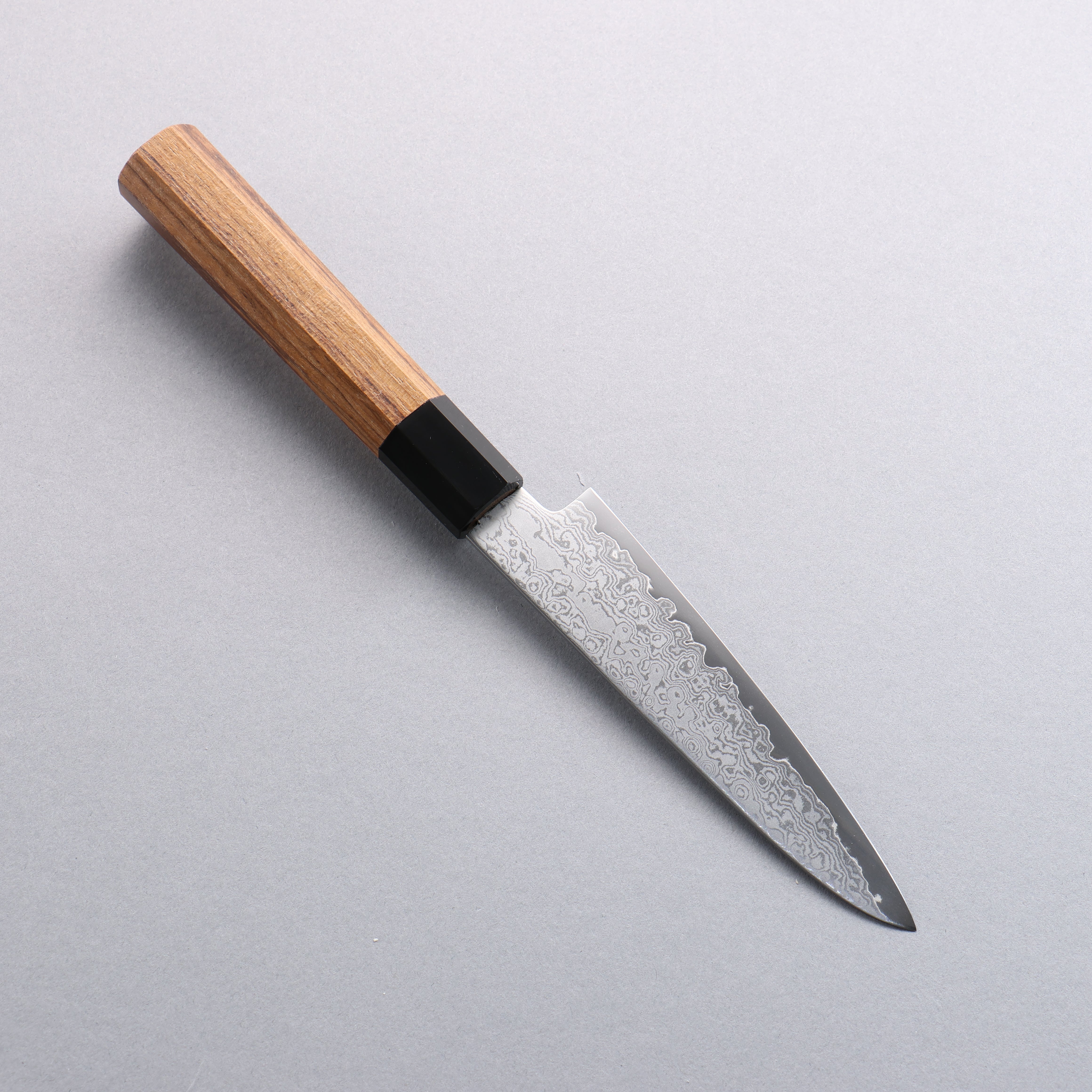 Seisuke VG10 Damascus Petty-Utility 120mm Teak (ferrule: Black Water Buffalo Horn) Handle - Japanny - Best Japanese Knife