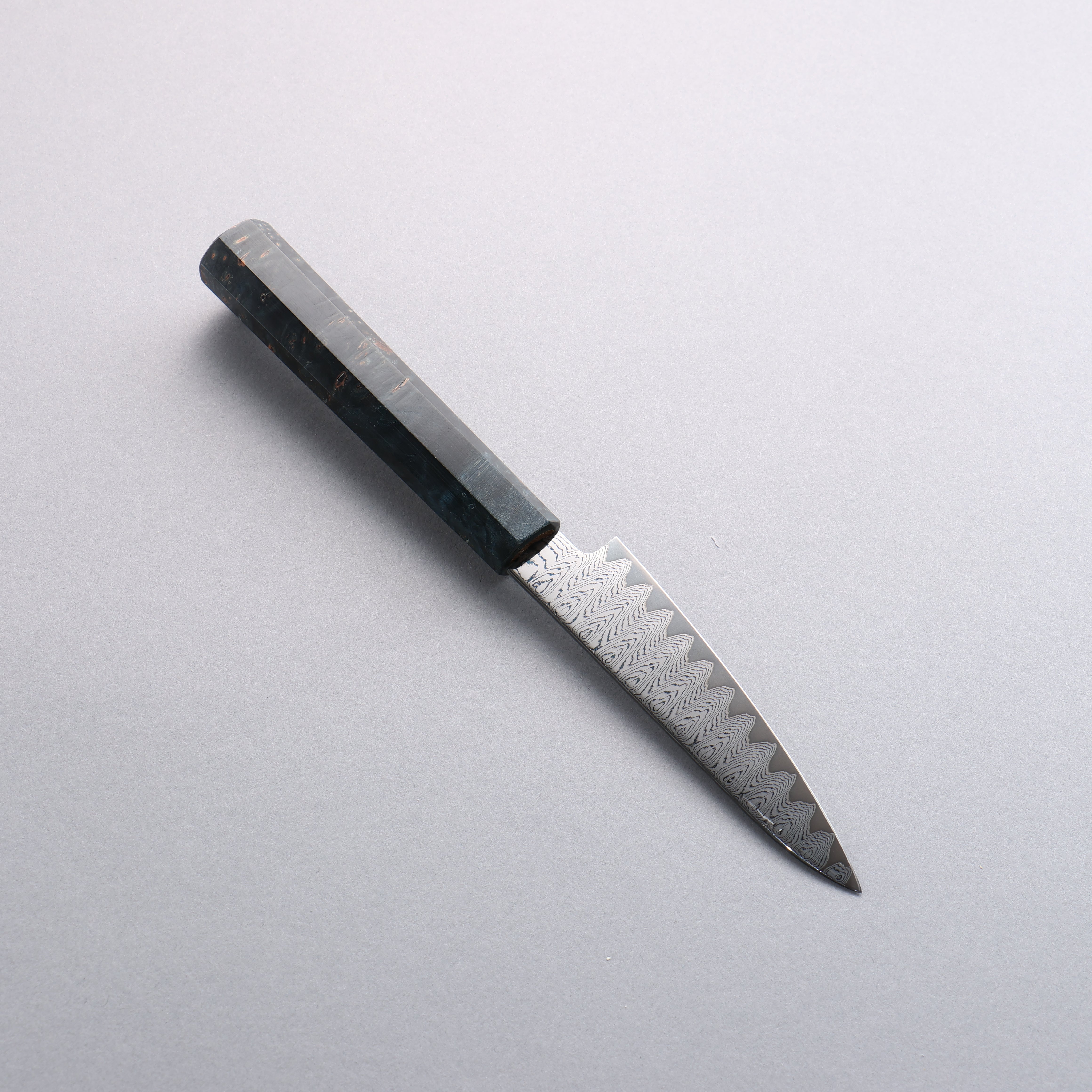 Kanjyo VG10 Damascus Migaki Finished Petty-Utility 105mm Dark Blue Stabilized Wood Handle - Japanny - Best Japanese Knife