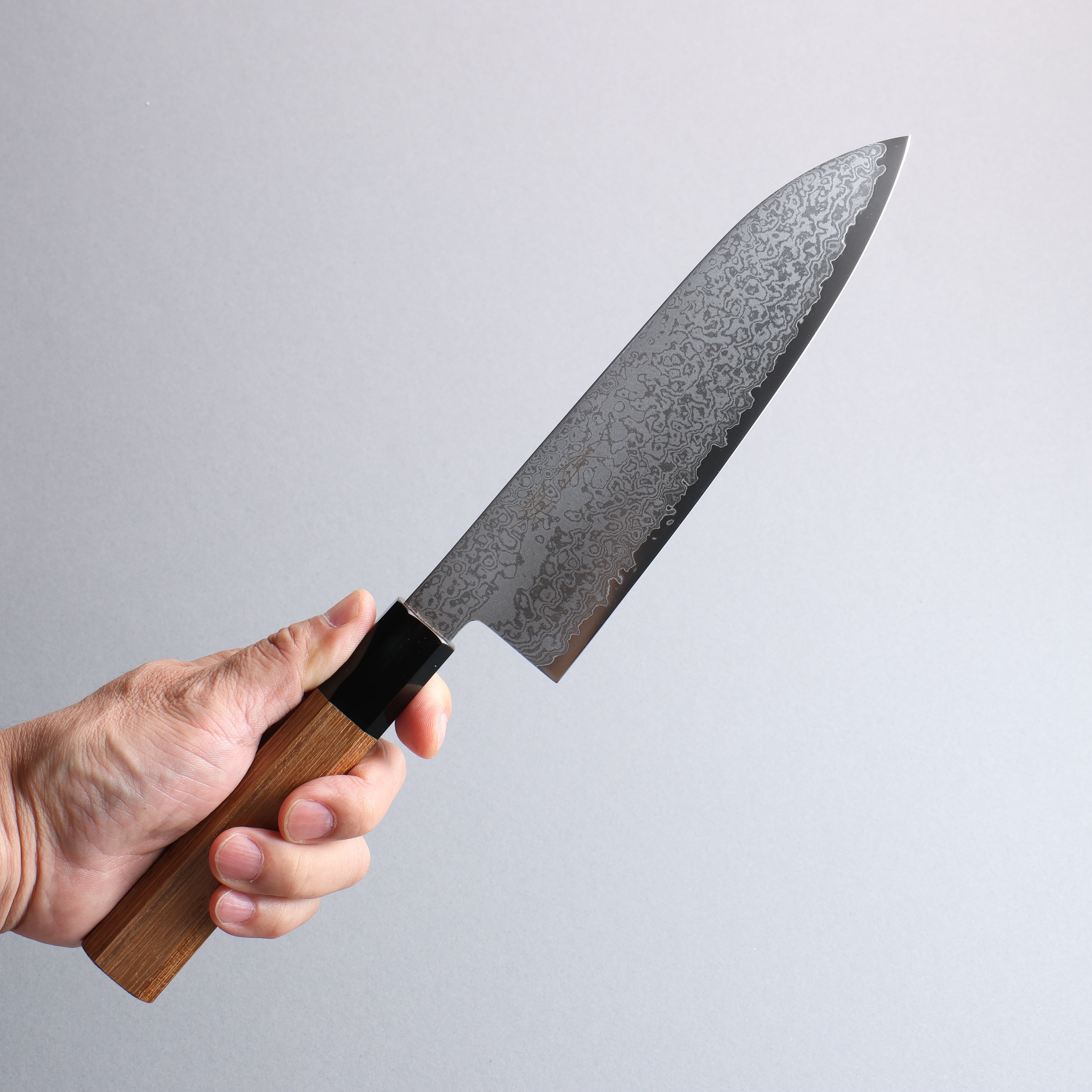 Seisuke VG10 Damascus Santoku 180mm Teak (ferrule: Black Water Buffalo Horn) Handle - Japanny - Best Japanese Knife
