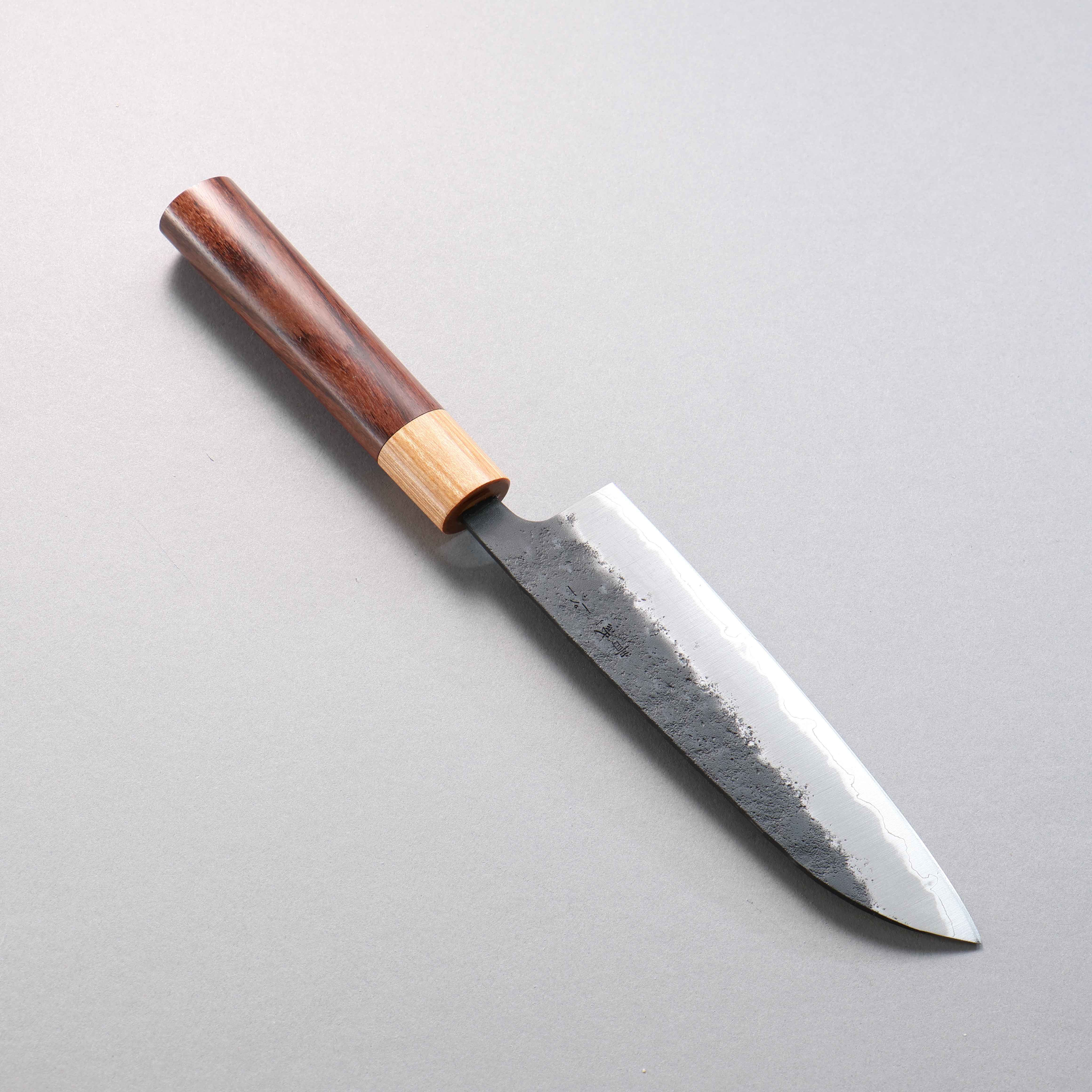 Seisuke Blue Super Black Nashiji Santoku 170mm Rosewood (Ferrule: White Pakka Wood) Handle - Japanny - Best Japanese Knife