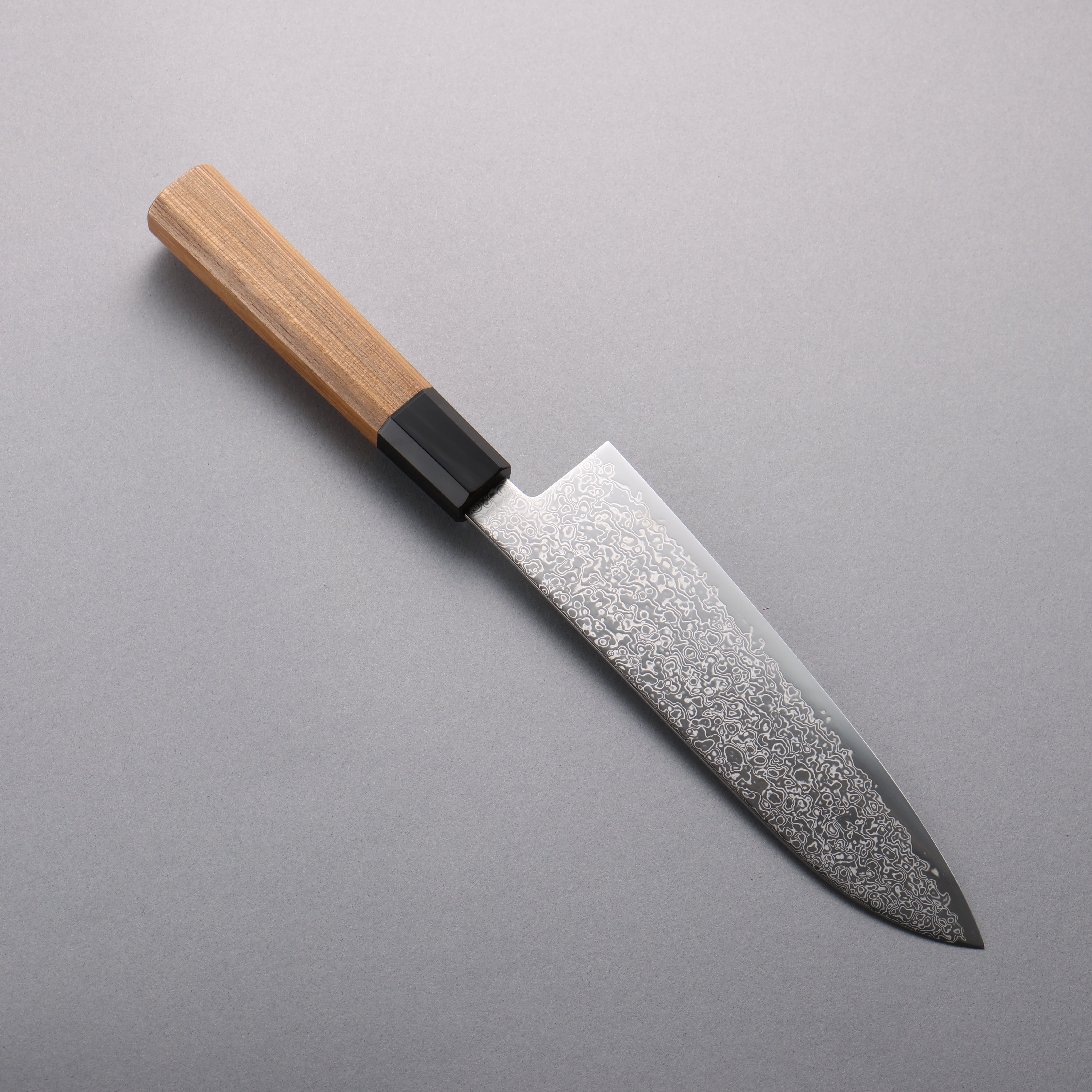 Seisuke SG2 Damascus Migaki Finished Santoku 180mm Teak (ferrule: Black Water Buffalo Horn) Handle - Japanny - Best Japanese Knife