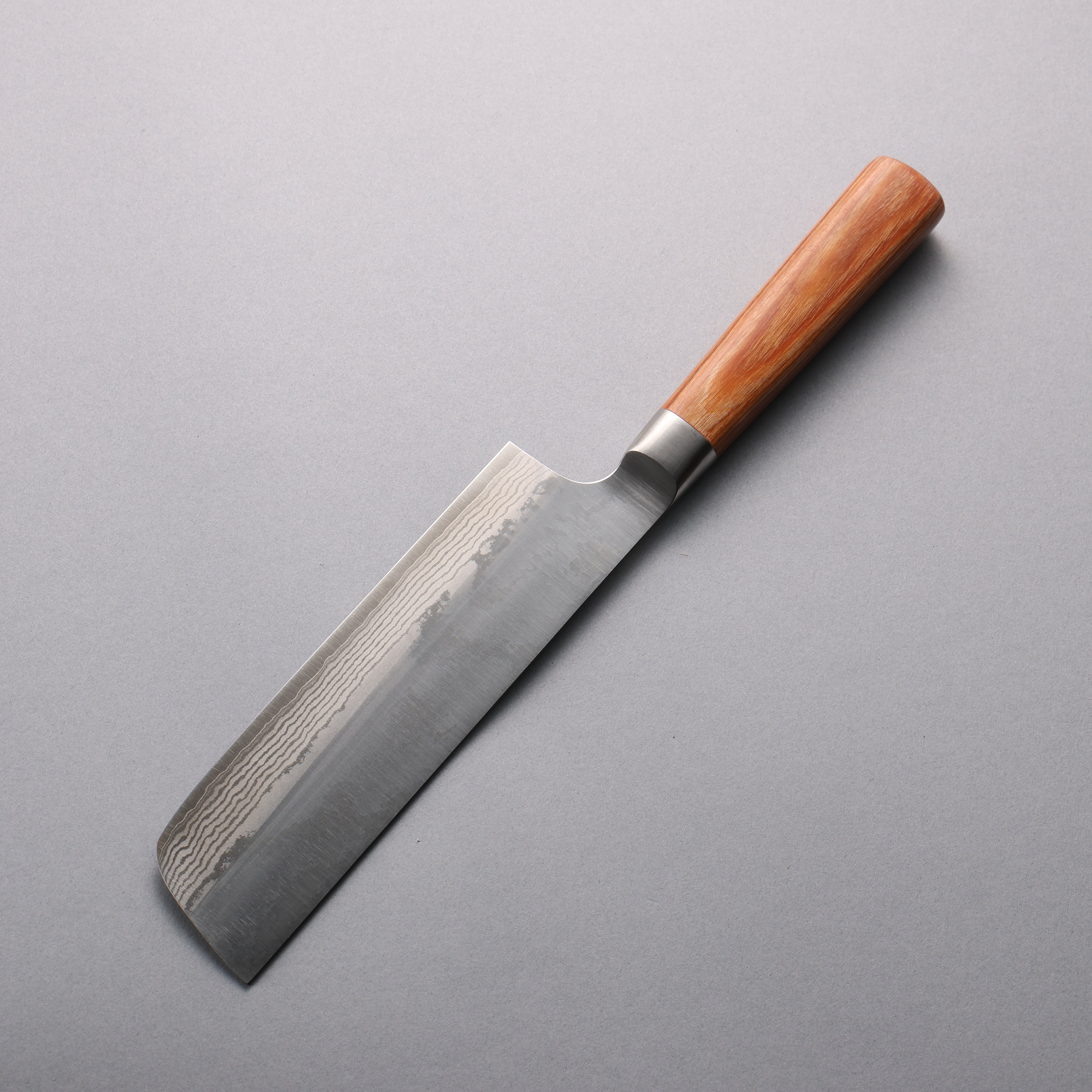 Kamo Hamono VG10 Damascus Nakiri 165mm Brown Pakka wood Handle - Japanny - Best Japanese Knife