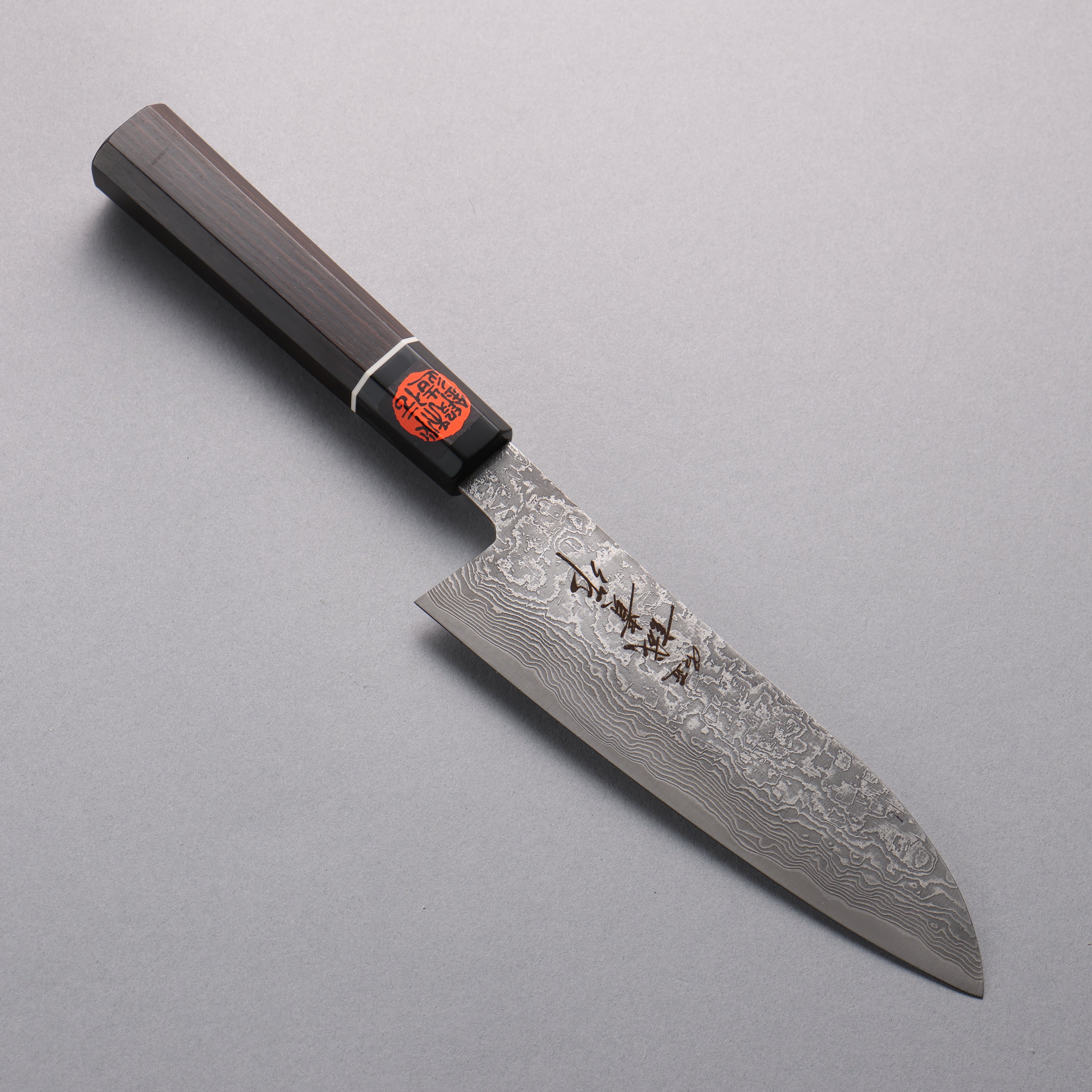Shigeki Tanaka Habakiri SG2 Damascus Santoku 165mm Ebony Wood Handle - Japanny - Best Japanese Knife