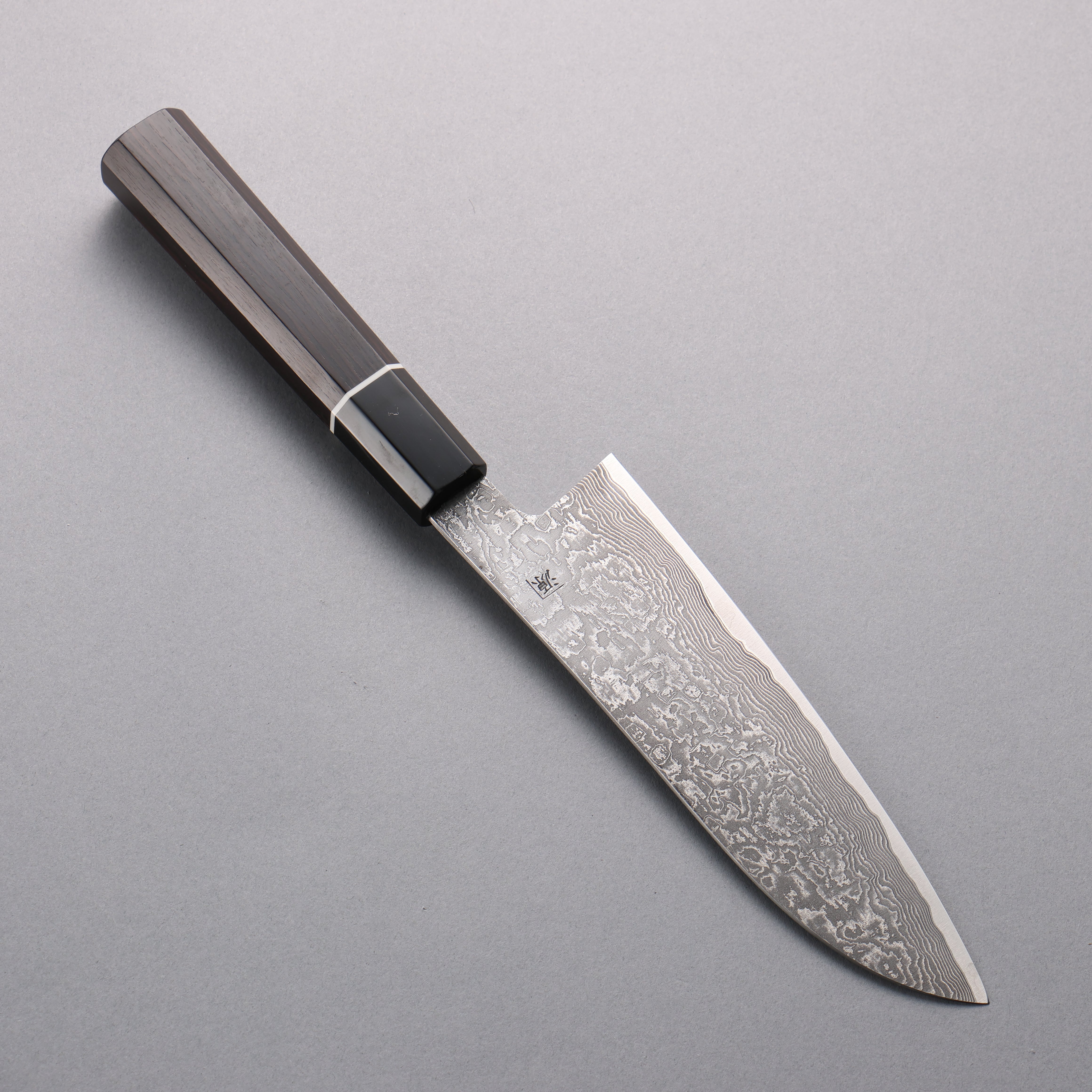 Shigeki Tanaka Habakiri SG2 Damascus Santoku 165mm Ebony Wood Handle - Japanny - Best Japanese Knife