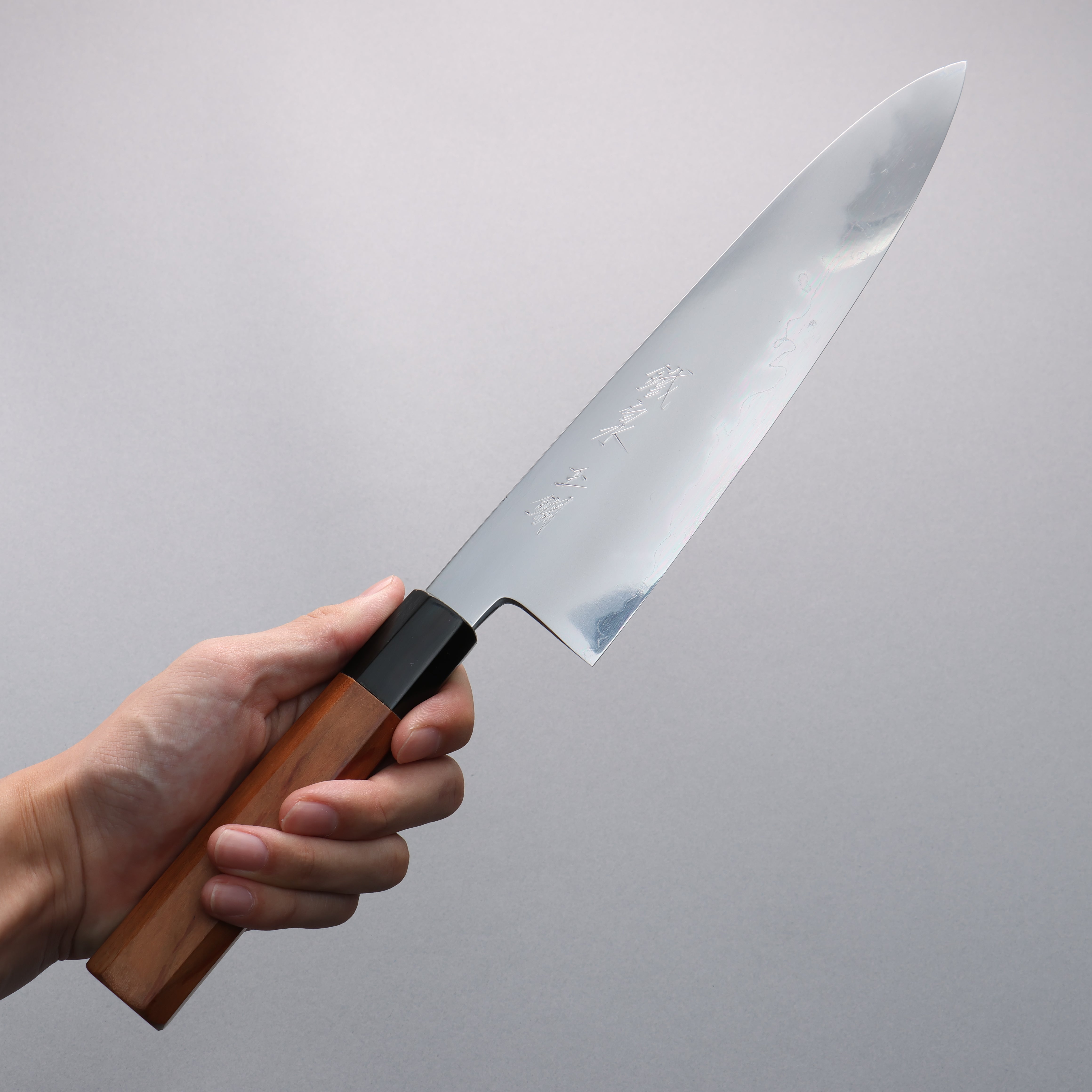 Tessen by Tanaka Tamahagane Mirrored Finish Gyuto 240mm Wild Cherry Handle - Japanny - Best Japanese Knife