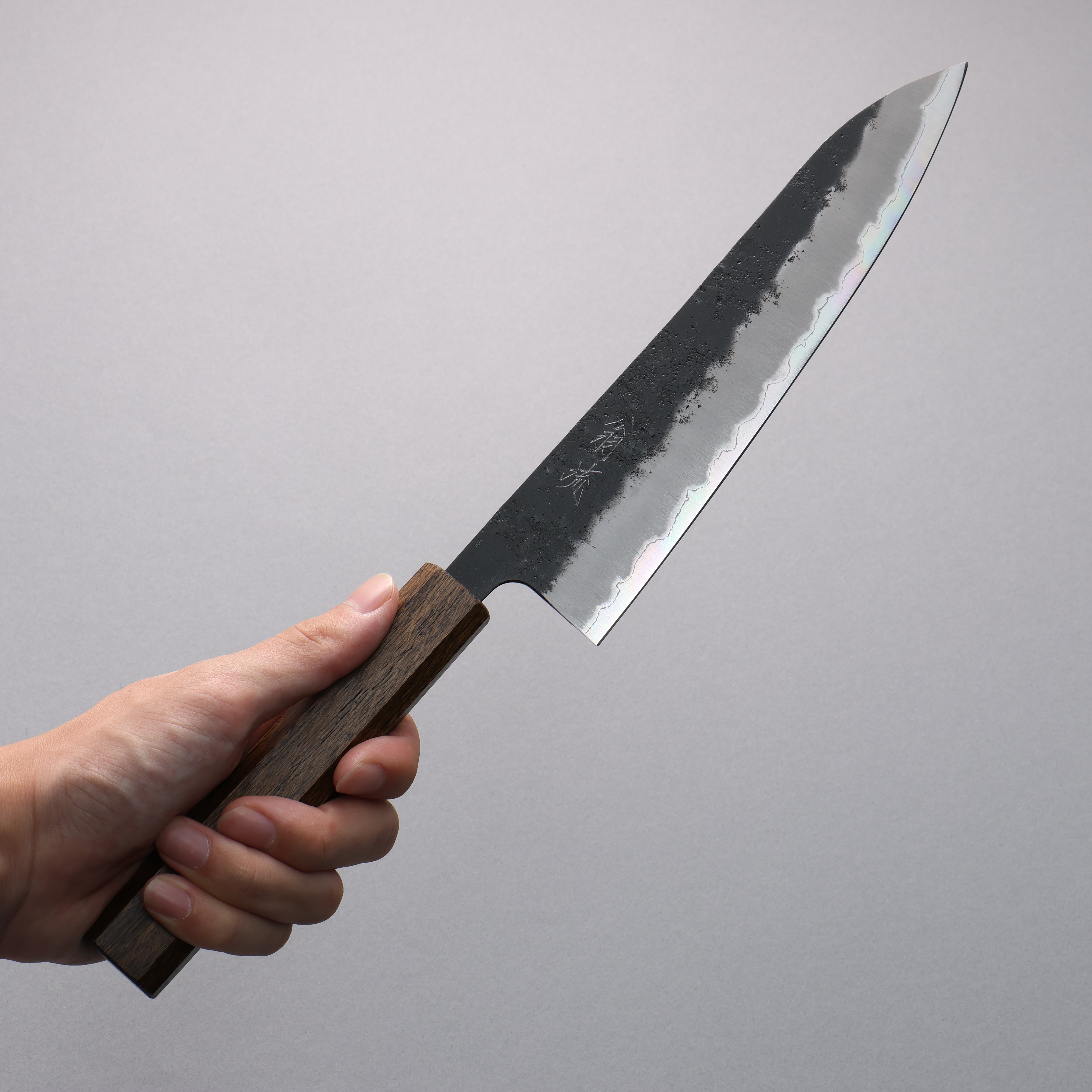 Oul Blue Super Black Nashiji Gyuto 210mm Oak Handle - Japanny - Best Japanese Knife