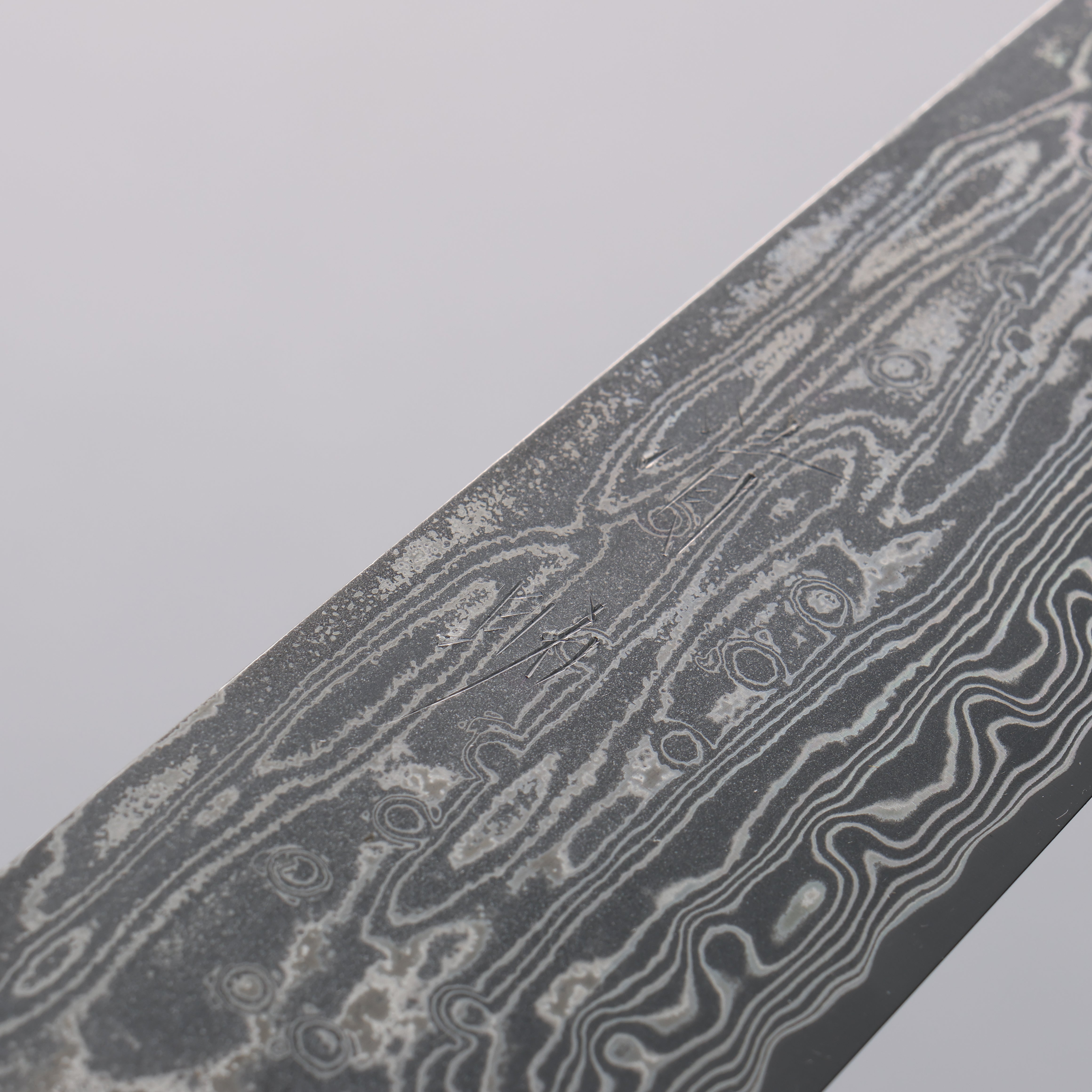 Seisuke SPG STRIX Black Damascus Gyuto 240mm Ebony (Maple Ring and Water Buffalo Ferrule) Handle - Japanny - Best Japanese Knife