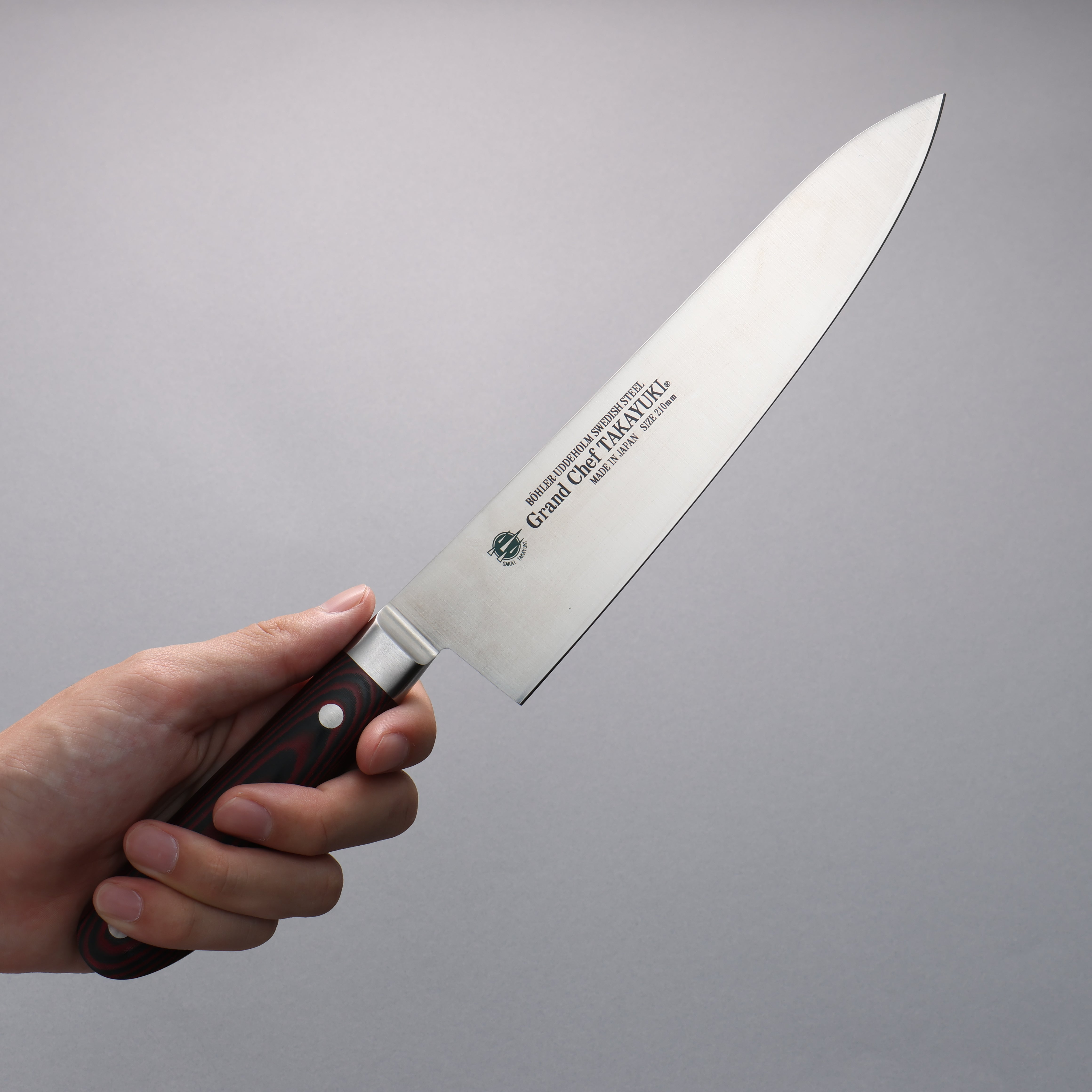 Sakai Takayuki Grand Chef Grand Chef Swedish Steel-stn Gyuto 210mm Brown Micarta Handle - Japanny - Best Japanese Knife