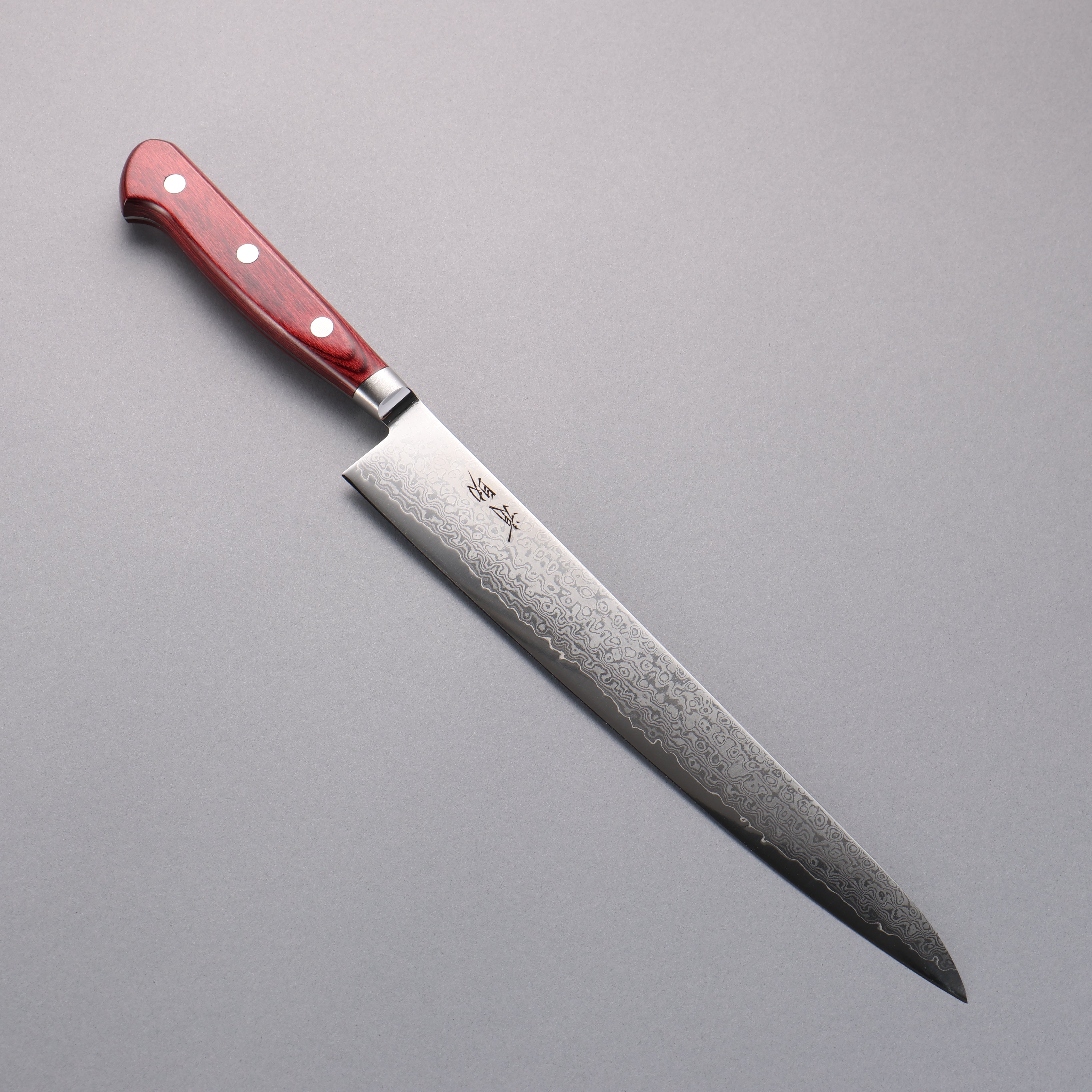 Seisuke VG10 33 Layer Mirrored Finish Damascus Sujihiki 240mm Red Pakka wood Handle - Japanny - Best Japanese Knife