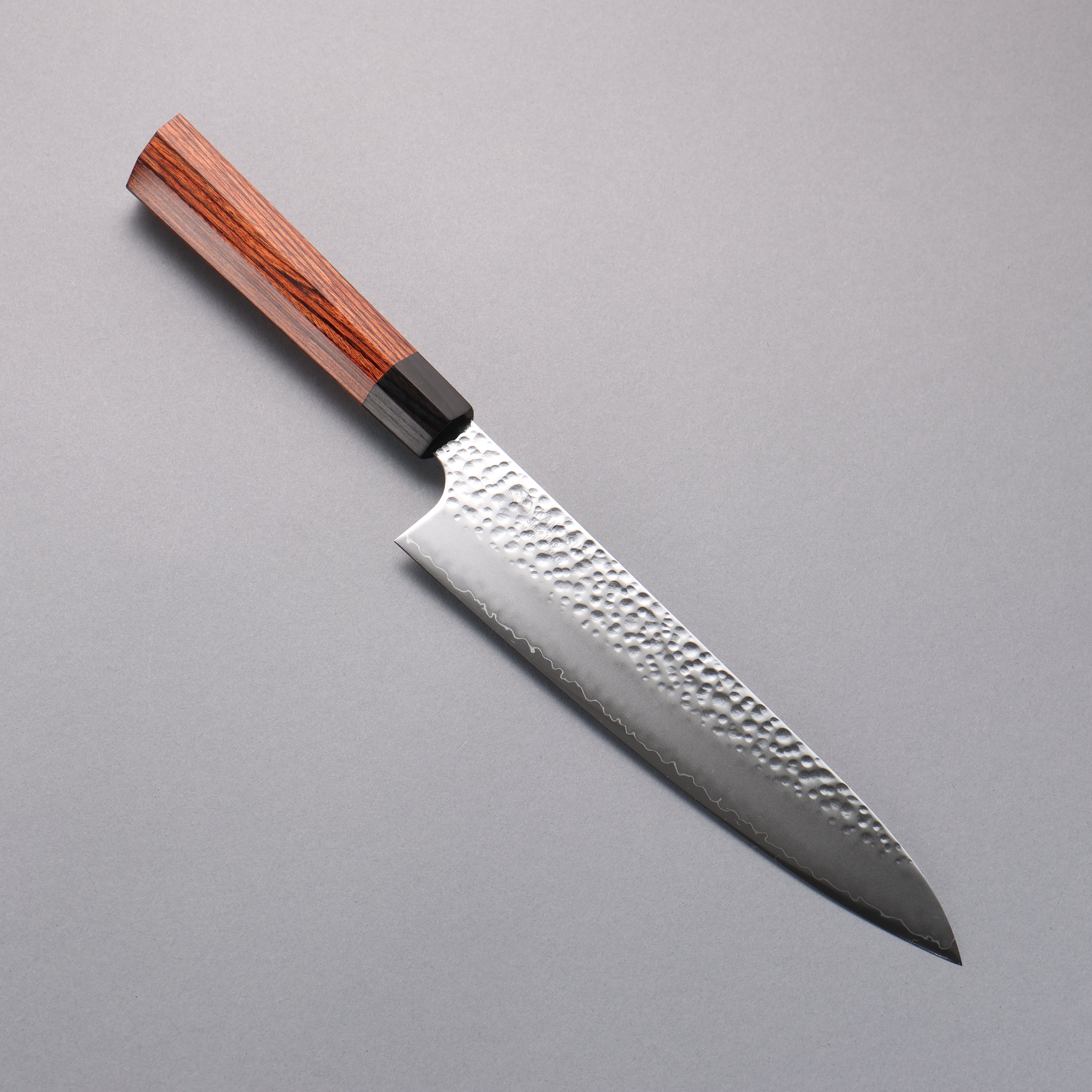 Seki Kanetsugu Heptagon Wood VG10 Hammered Migaki Finished Gyuto 200mm Pakka wood (heptagonal) Handle - Japanny - Best Japanese Knife
