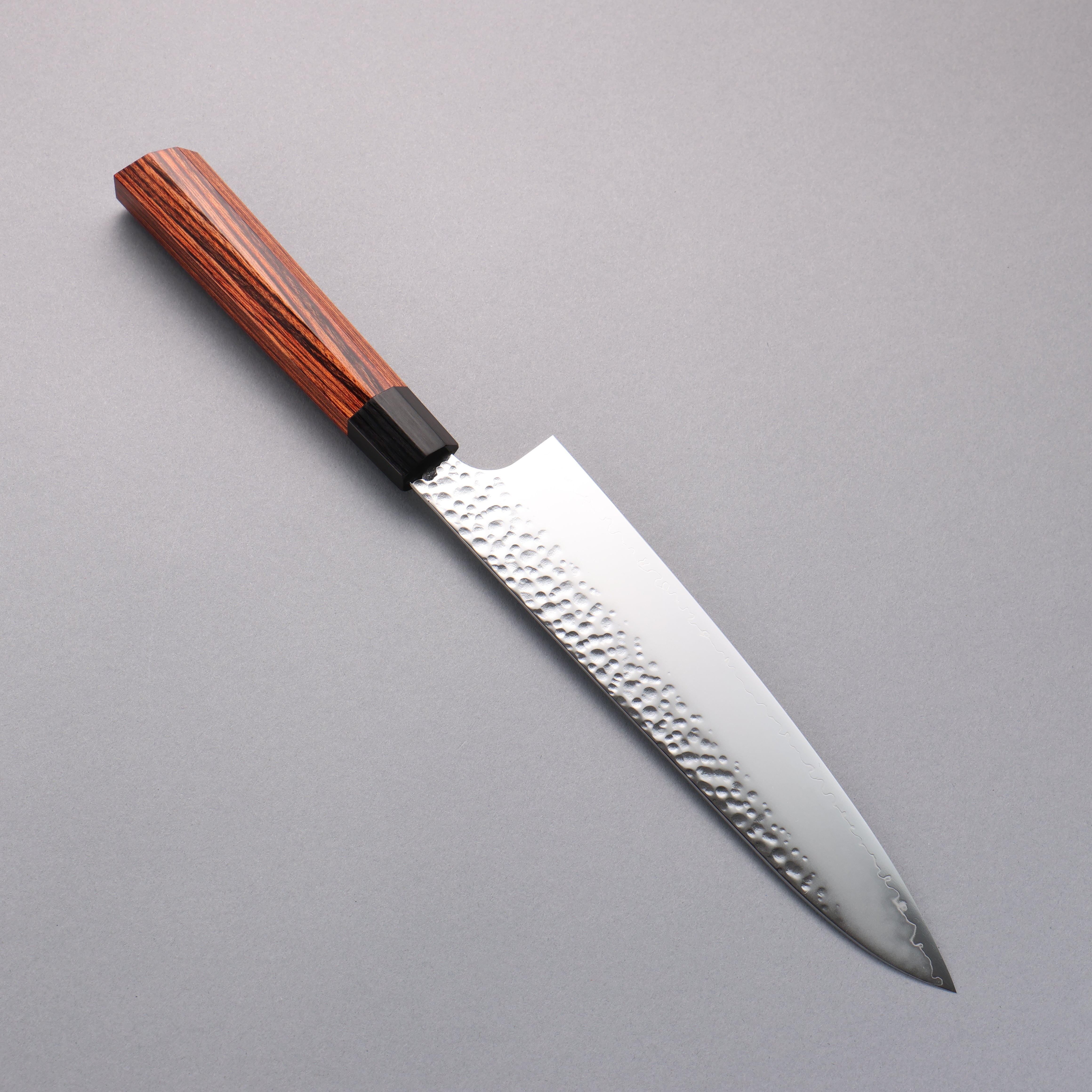 Seki Kanetsugu Heptagon Wood VG10 Hammered Migaki Finished Gyuto 200mm Pakka wood (heptagonal) Handle - Japanny - Best Japanese Knife