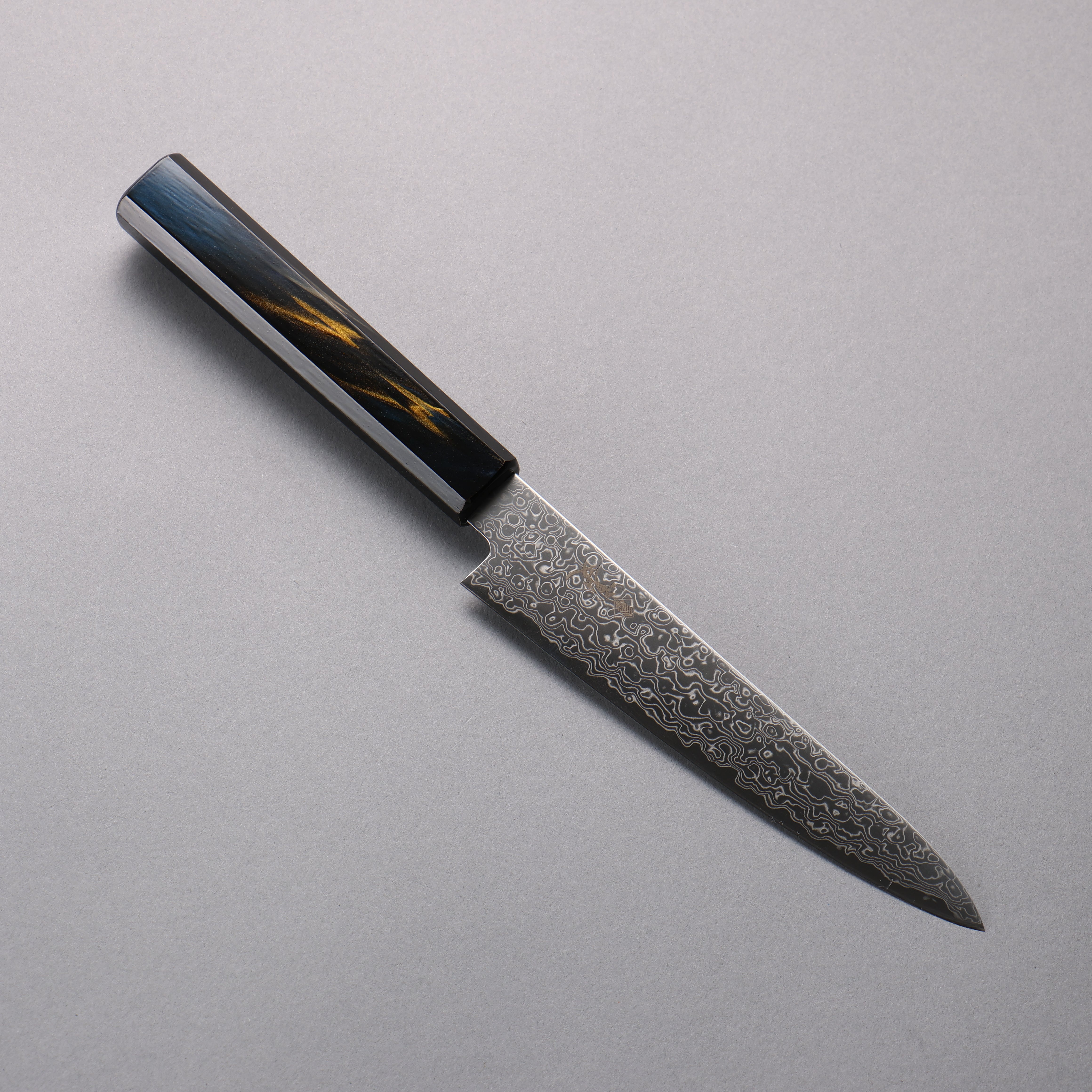 Kanjyo SG2 Damascus Petty-Utility 150mm Dark Blue and Gold Lacquered Handle - Japanny - Best Japanese Knife