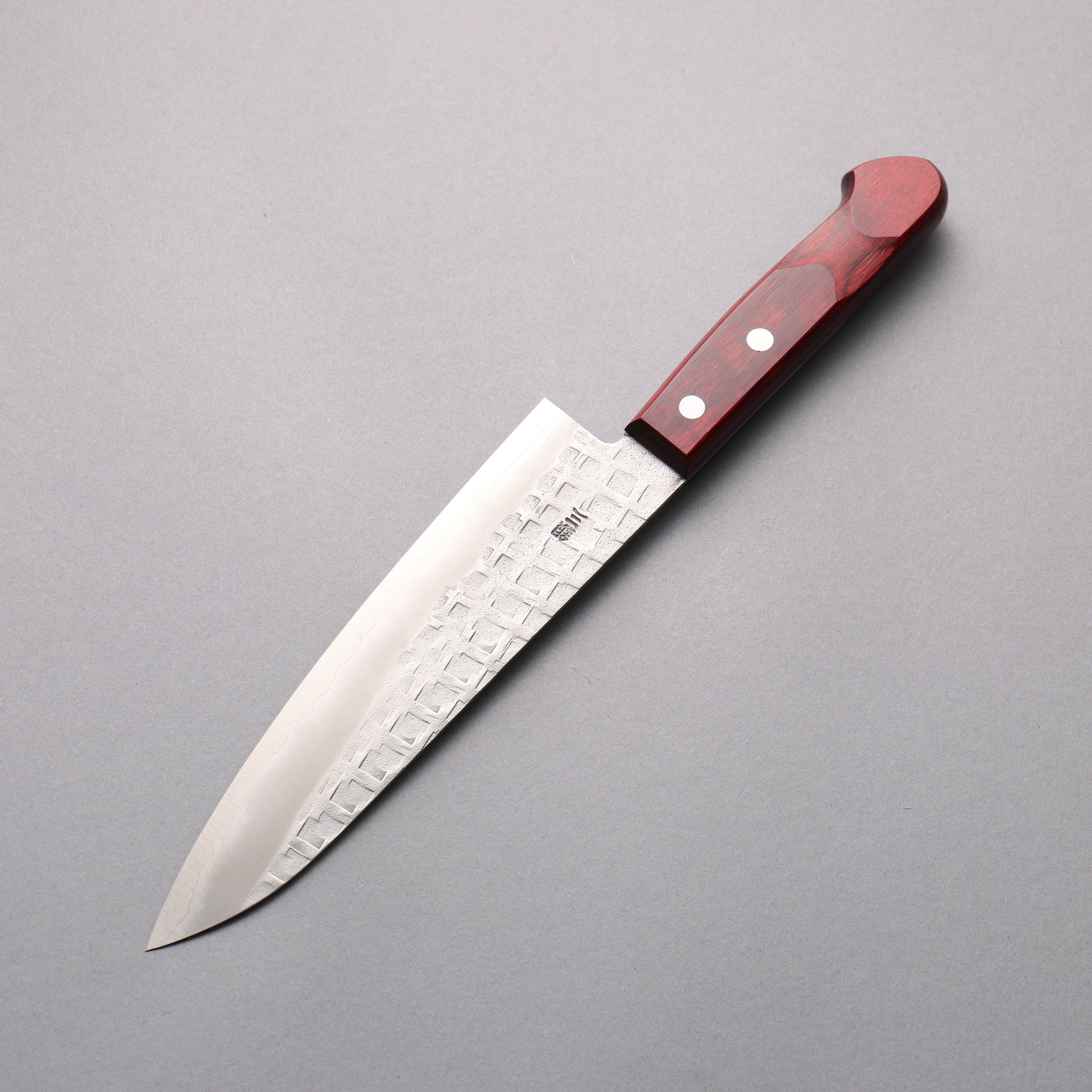 Nao Yamamoto Silver Steel No.3 Nashiji Hammered(square) Gyuto 180mm Red Pakka wood Handle - Japanny - Best Japanese Knife