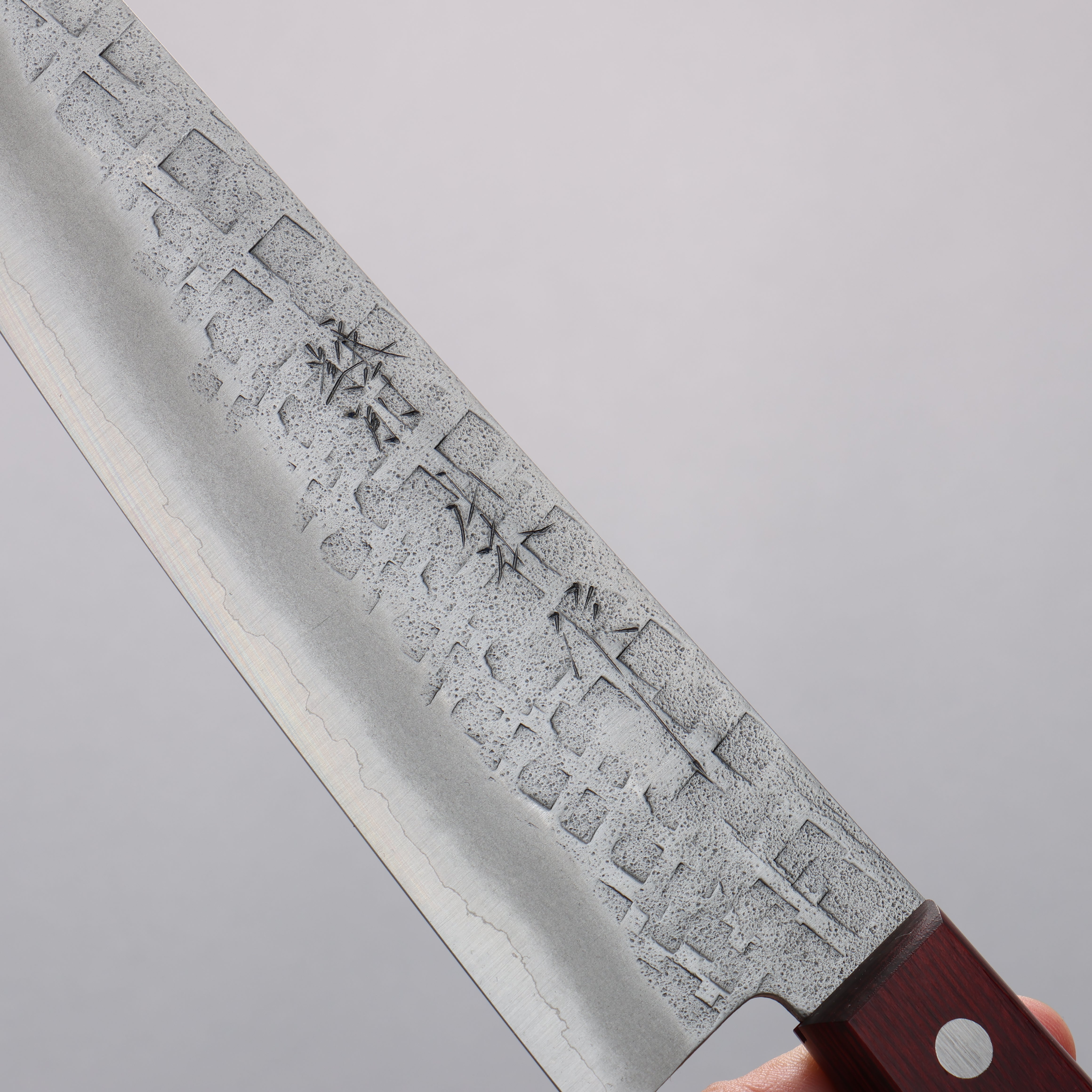 Nao Yamamoto Silver Steel No.3 Nashiji Hammered(square) Gyuto 210mm Red Pakka wood Handle - Japanny - Best Japanese Knife