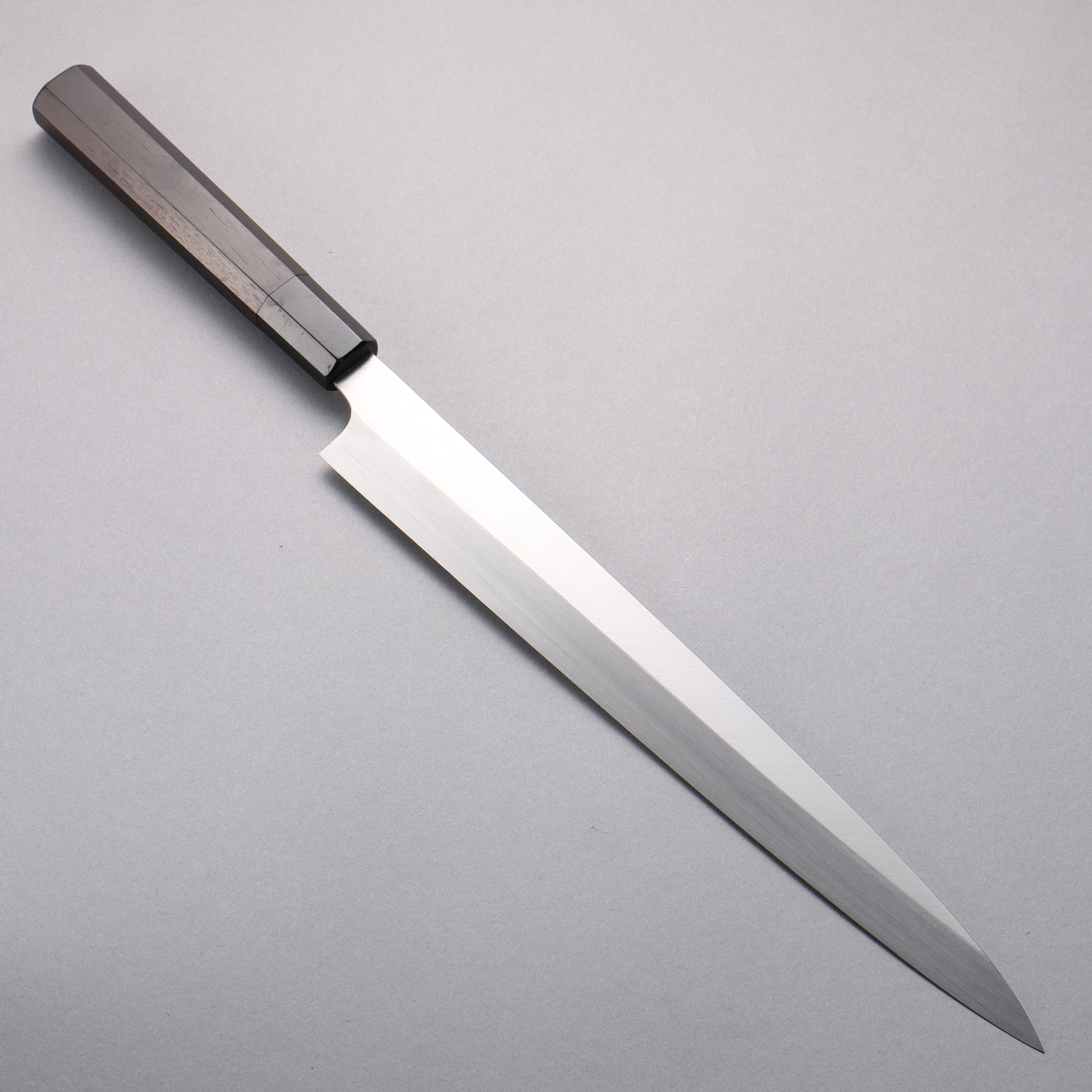 Minamoto Akitada Honyaki DX Blue Steel No.2 Kasumitogi Yanagiba 300mm Ebony Wood Handle - Japanny - Best Japanese Knife