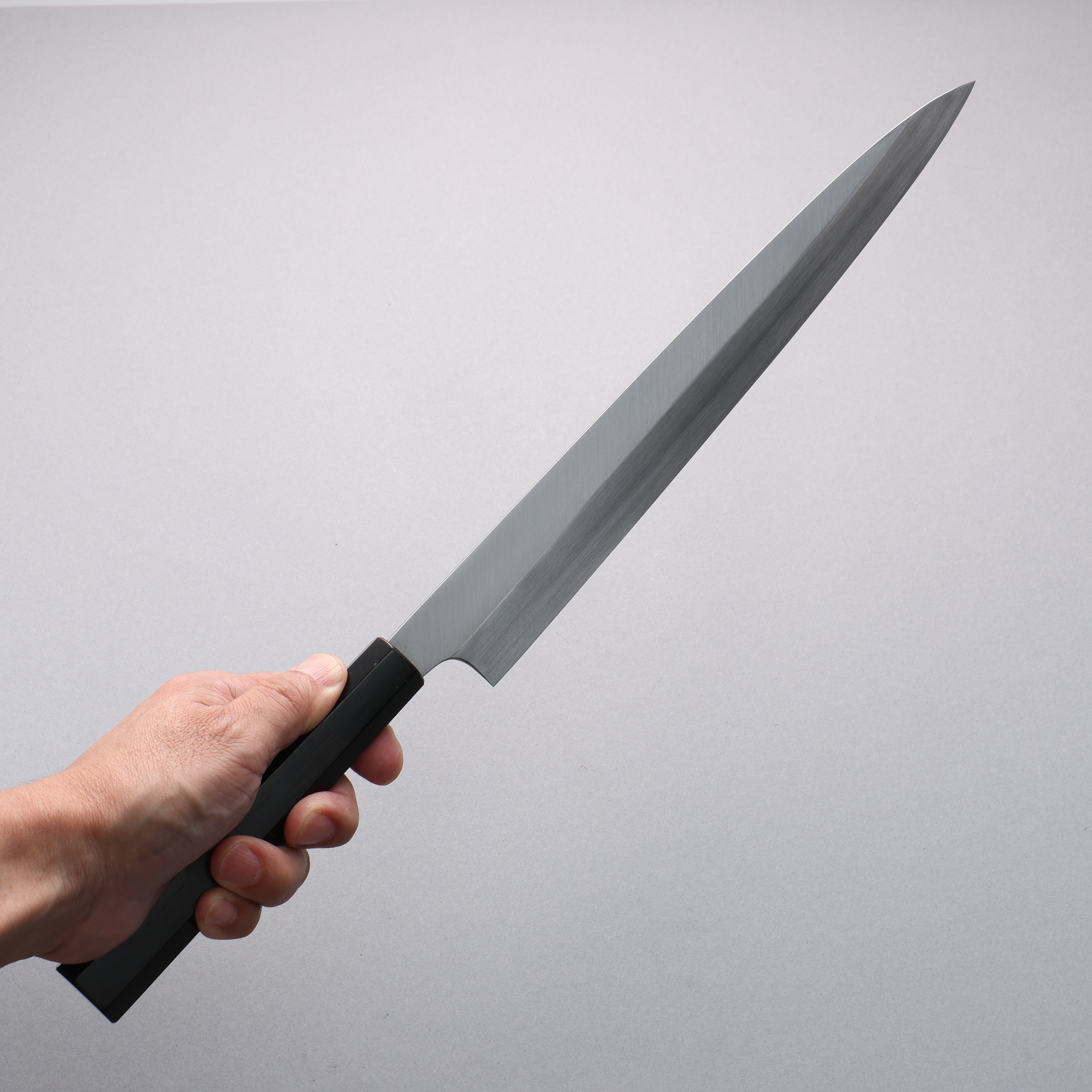 Minamoto Akitada Honyaki DX Blue Steel No.2 Kasumitogi Yanagiba 300mm Ebony Wood Handle - Japanny - Best Japanese Knife