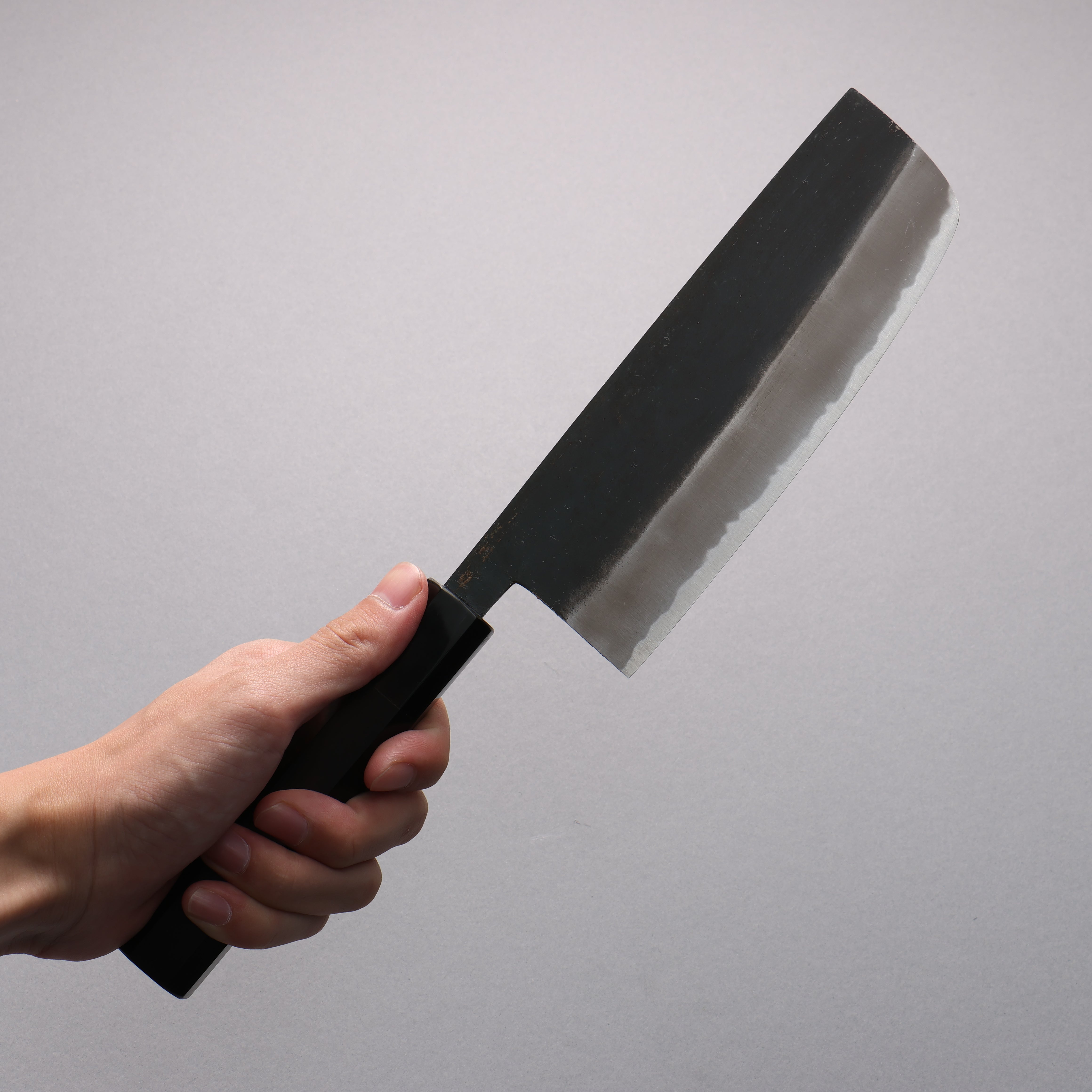 Minamoto Akitada White Steel No.2 Black Finished Nakiri 165mm Ebony Wood Handle - Japanny - Best Japanese Knife