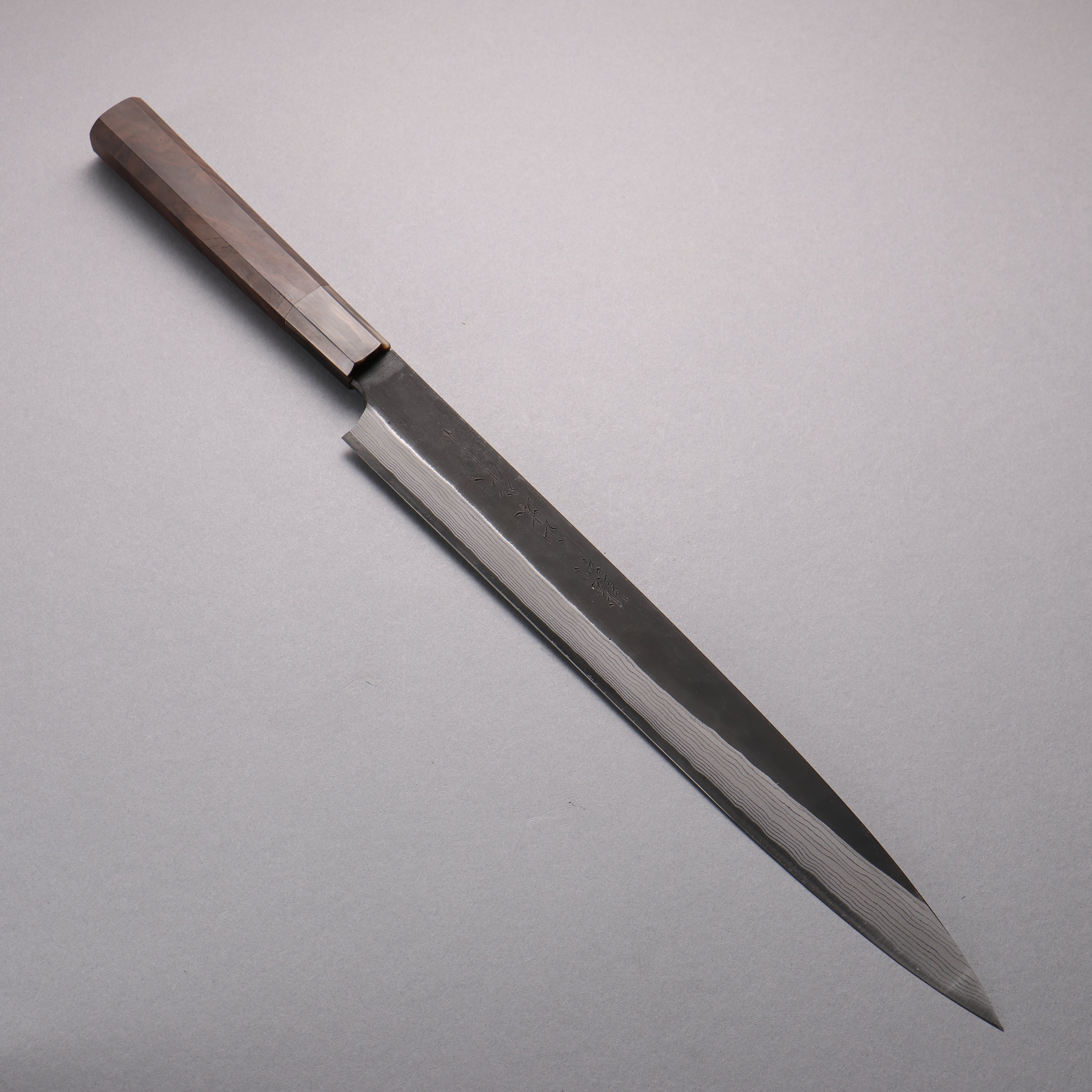 Nao Yamamoto Blue Steel No.2 Kurouchi Damascus Yanagiba 300mm Walnut Handle - Japanny - Best Japanese Knife