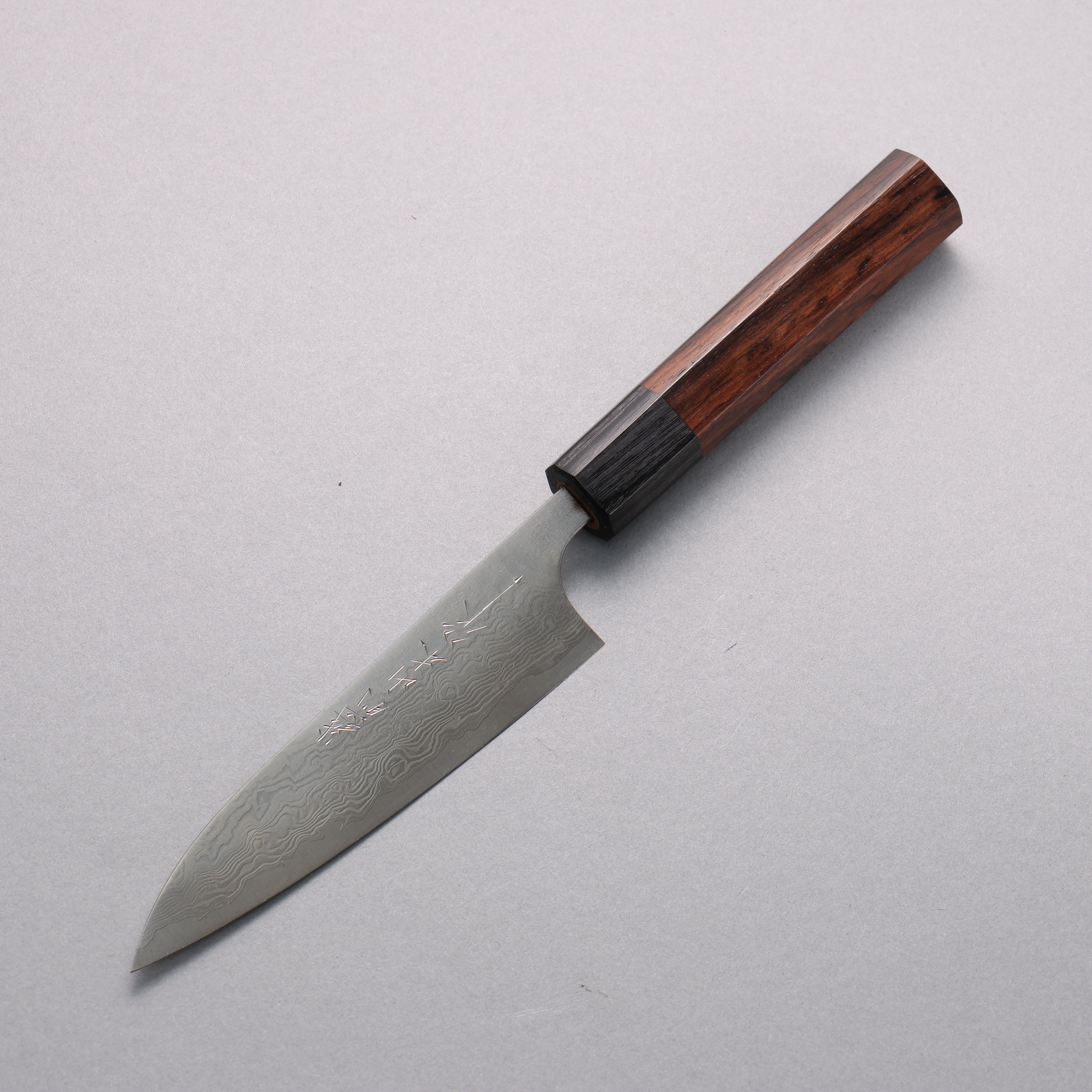 Nao Yamamoto SG2 Damascus Migaki Finished Petty-Utility 120mm Rosewood (Ferrule: Black Pakka Wood) Handle - Japanny - Best Japanese Knife