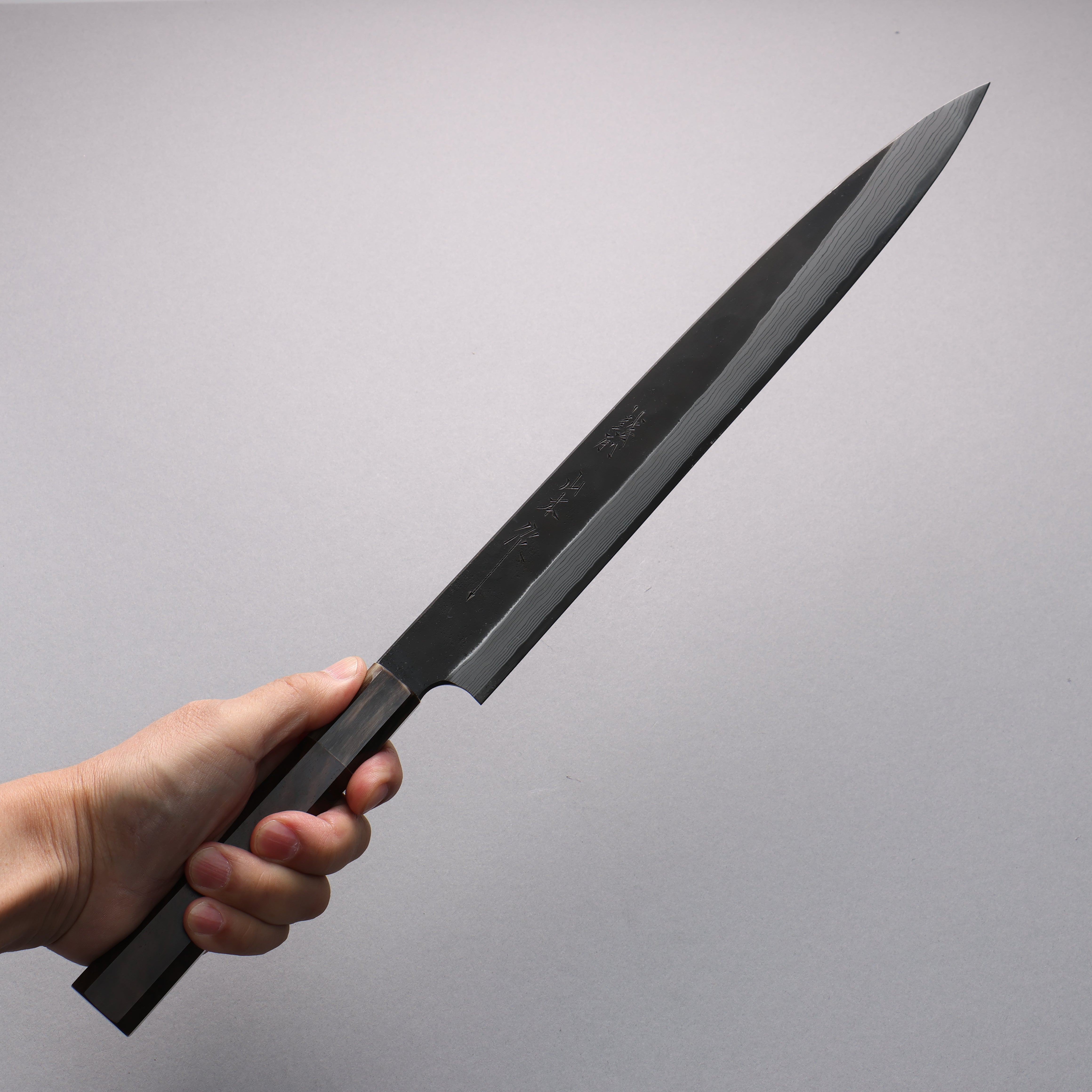 Nao Yamamoto Blue Steel No.2 Kurouchi Damascus Yanagiba 300mm Walnut Handle - Japanny - Best Japanese Knife