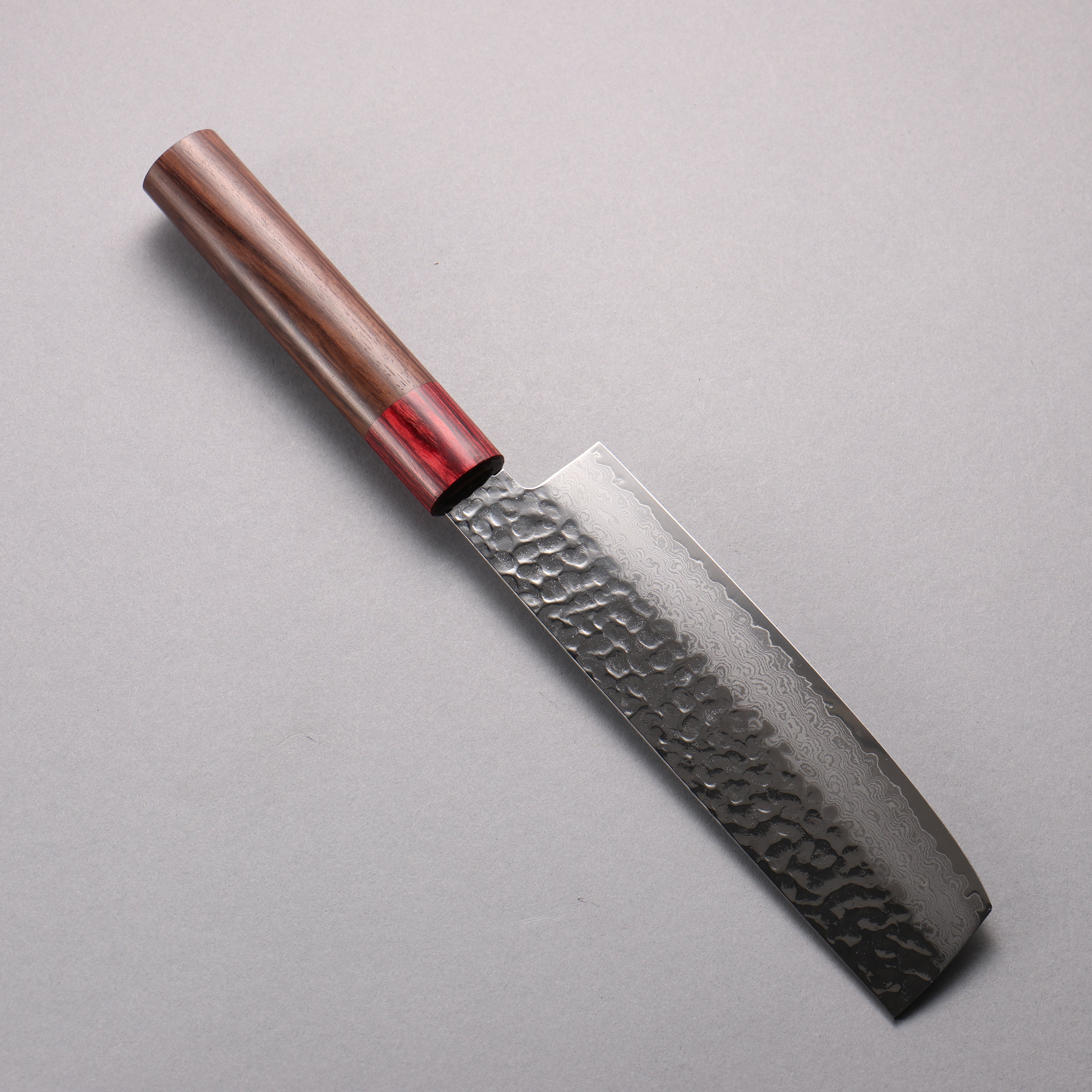 Sakai Takayuki VG10 33 Layer Hammered Damascus Nakiri 160mm Rosewood (ferrule: Red Pakka wood) Handle - Japanny - Best Japanese Knife