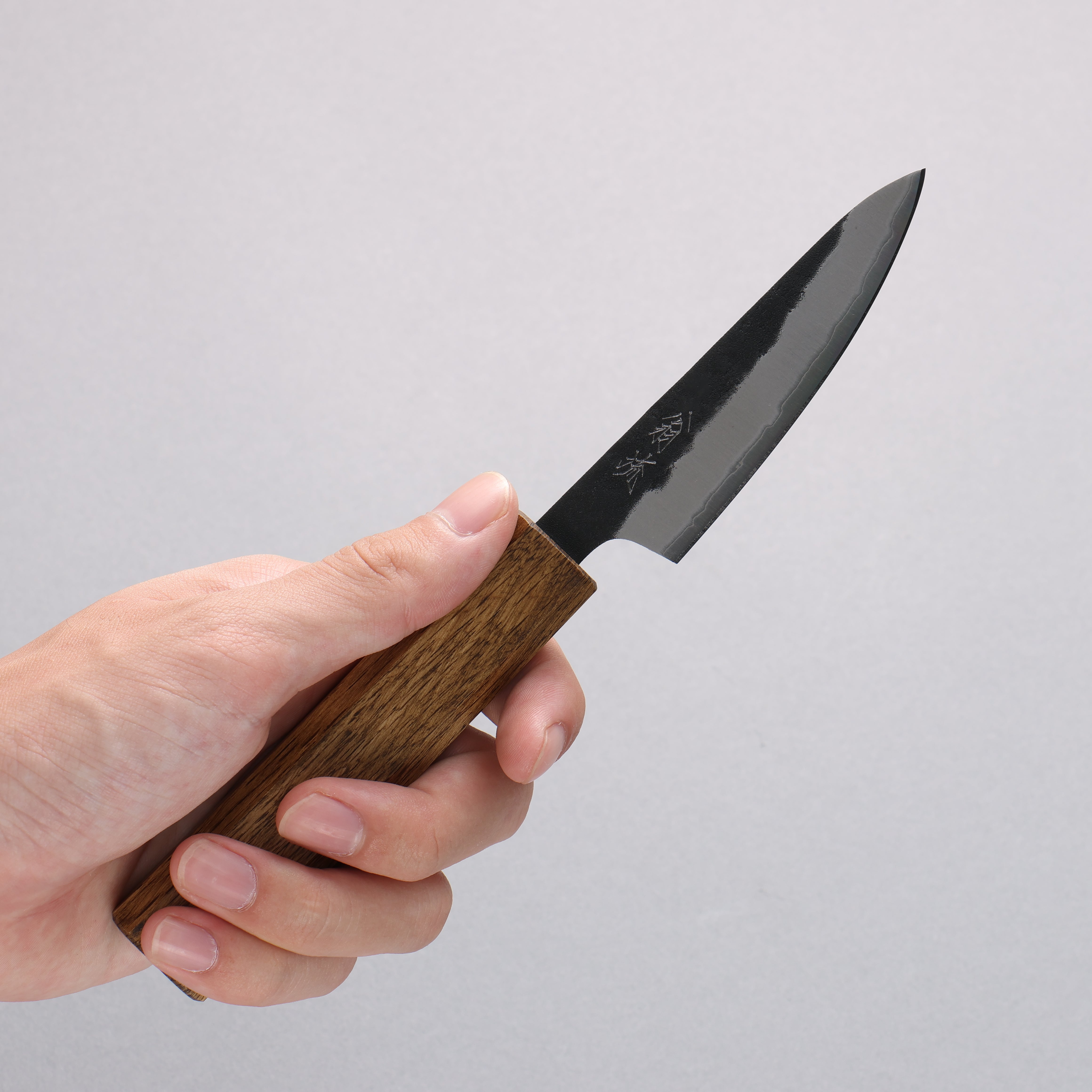 Oul Blue Super Black Nashiji Petty-Utility 80mm Oak Handle - Japanny - Best Japanese Knife