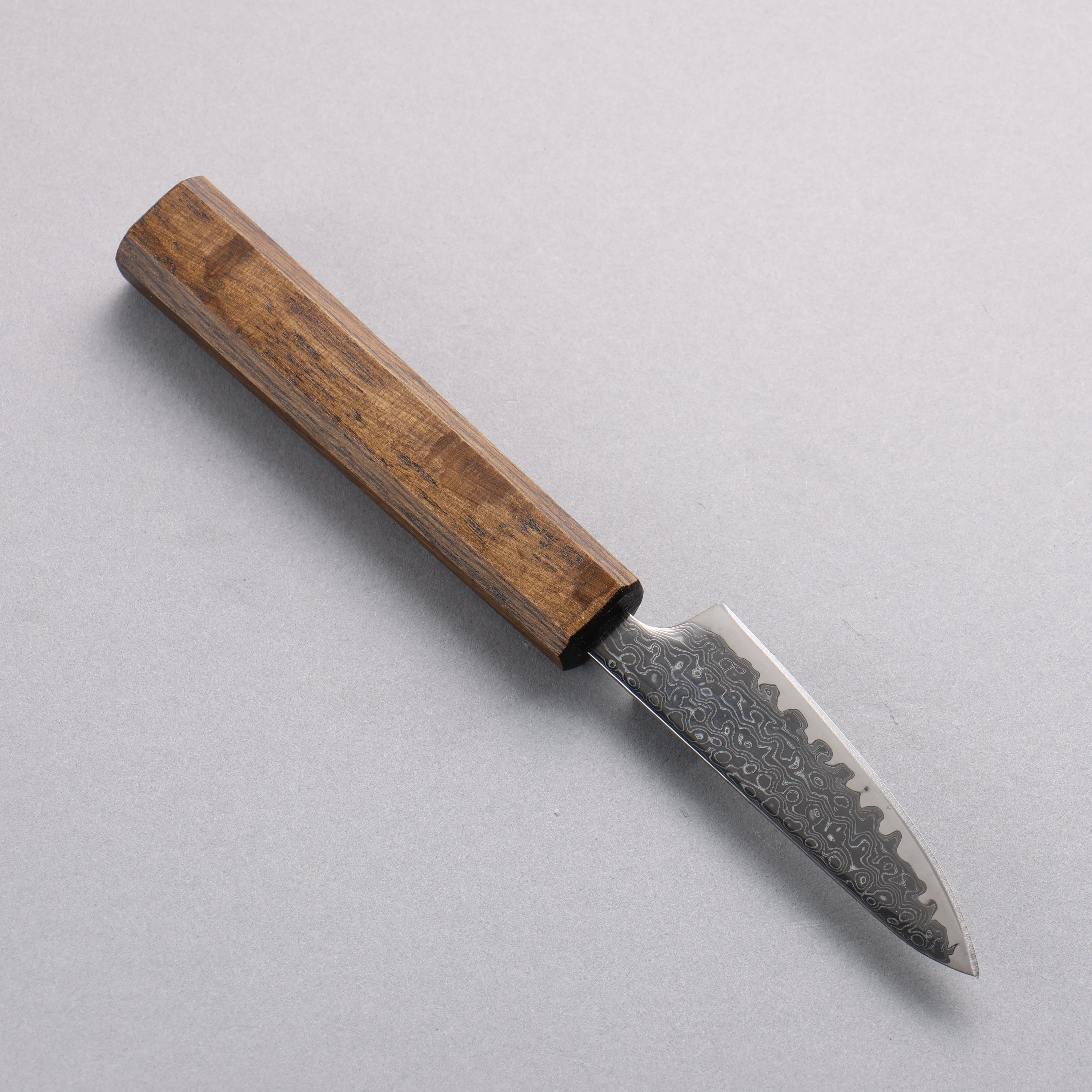 Seisuke VG10 Mirrored Finish Damascus Paring 80mm Oak Handle - Japanny - Best Japanese Knife