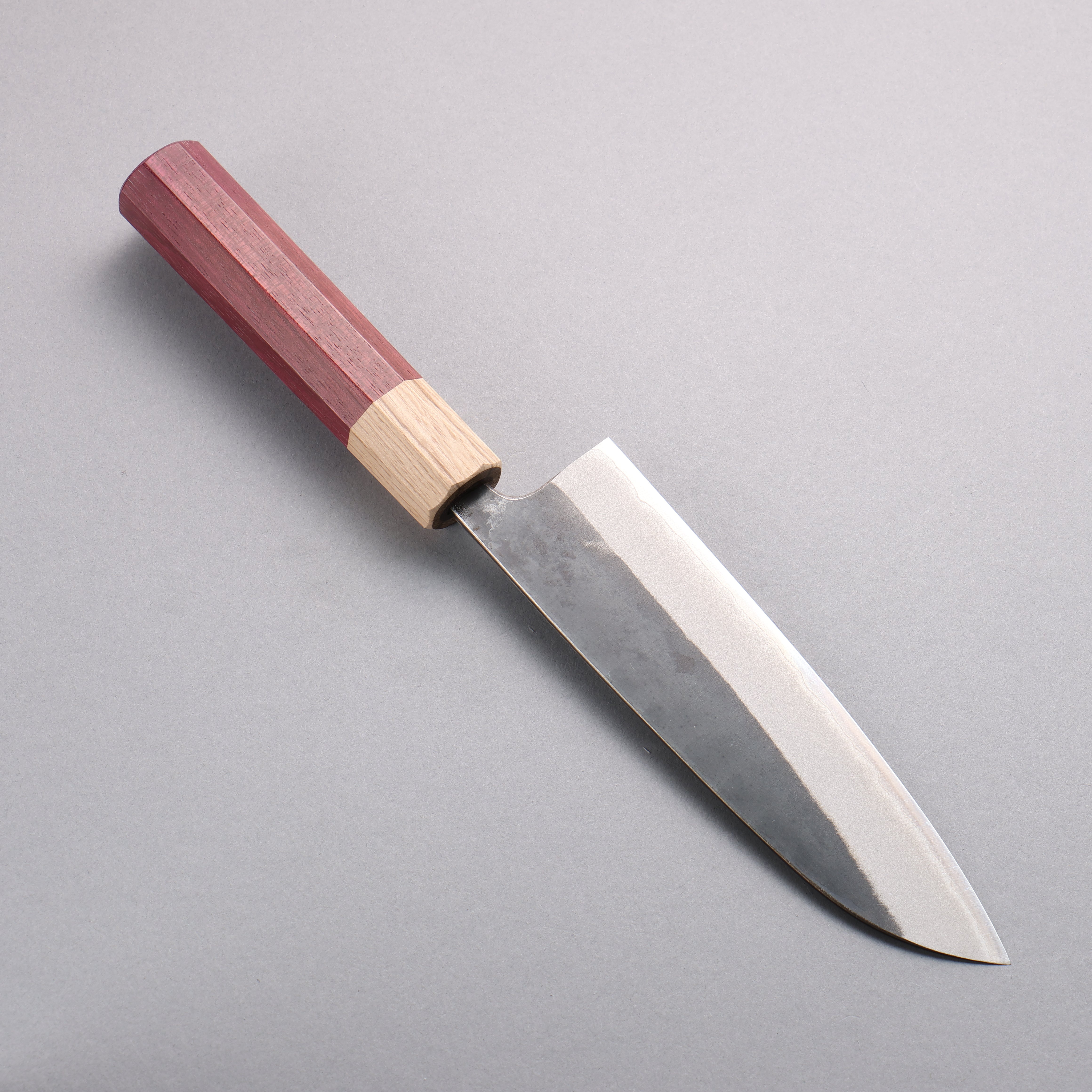 Seisuke Blue Steel No.2 Black Finished Santoku 170mm Purpleheart (Ferrule: Oak) Handle - Japanny - Best Japanese Knife