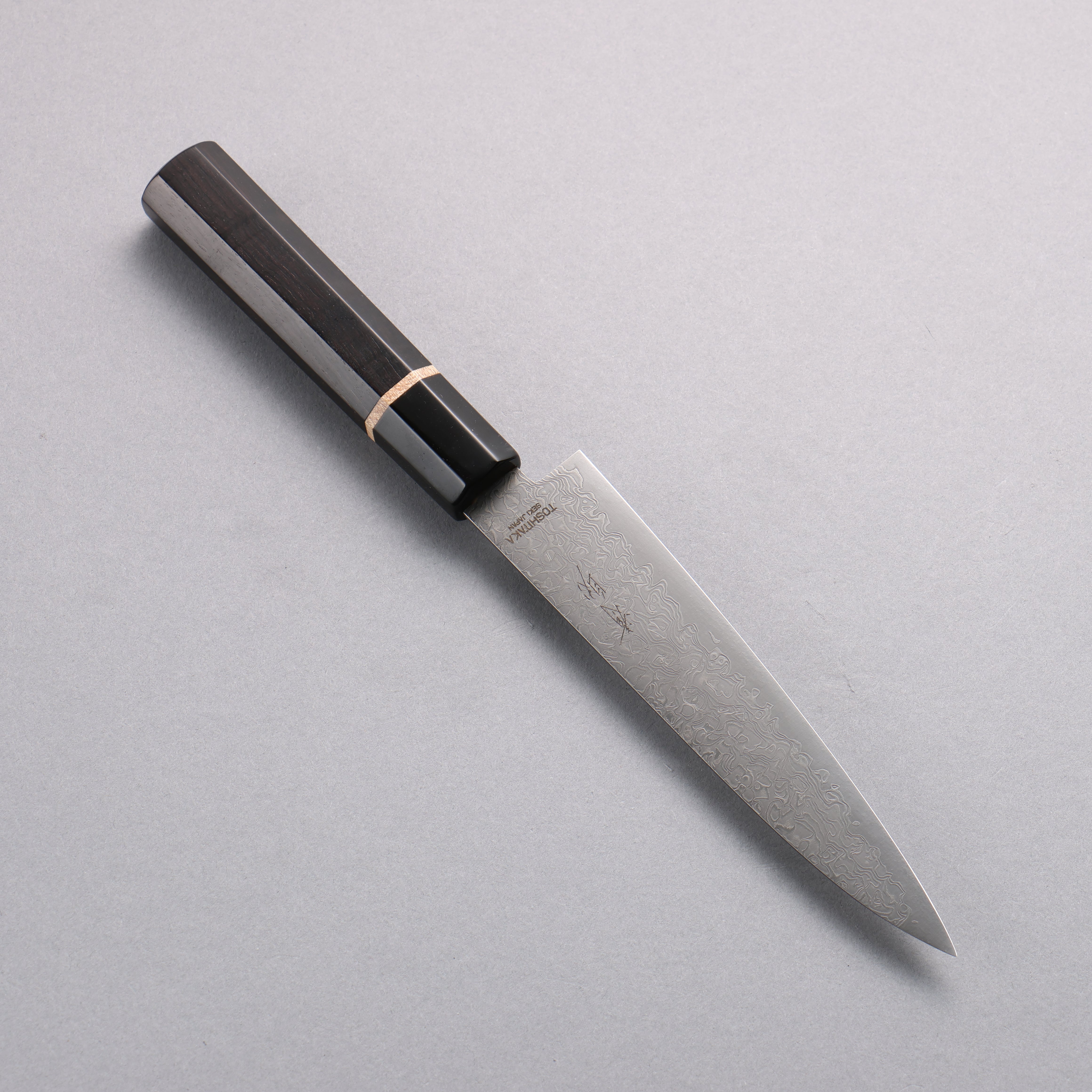 Toshitaka Seisuke VG10 65 Layer Damascus Petty-Utility 135mm Ebony (Maple Ring and Water Buffalo Ferrule) Handle - Japanny - Best Japanese Knife