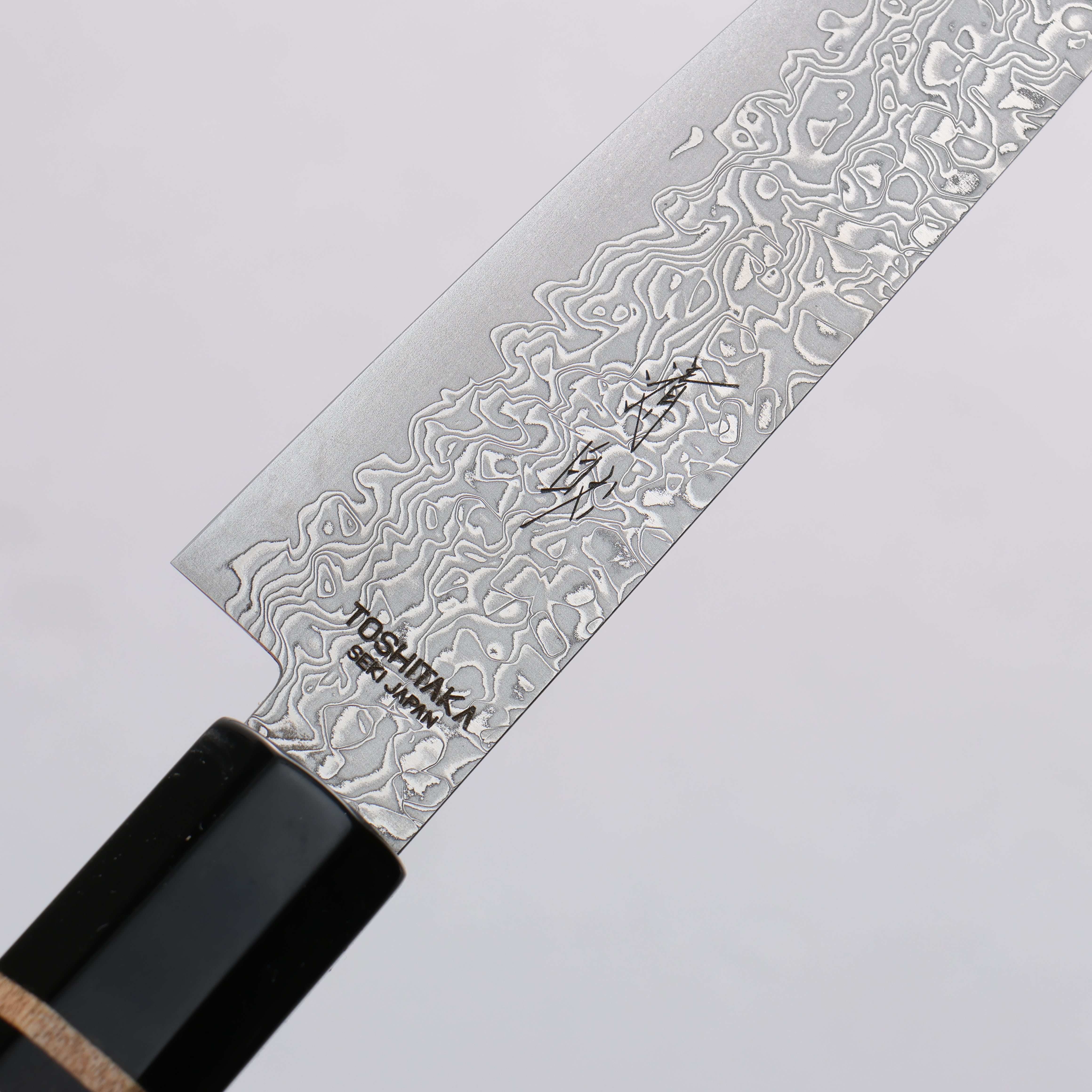Toshitaka Seisuke VG10 65 Layer Damascus Petty-Utility 135mm Ebony (Maple Ring and Water Buffalo Ferrule) Handle - Japanny - Best Japanese Knife
