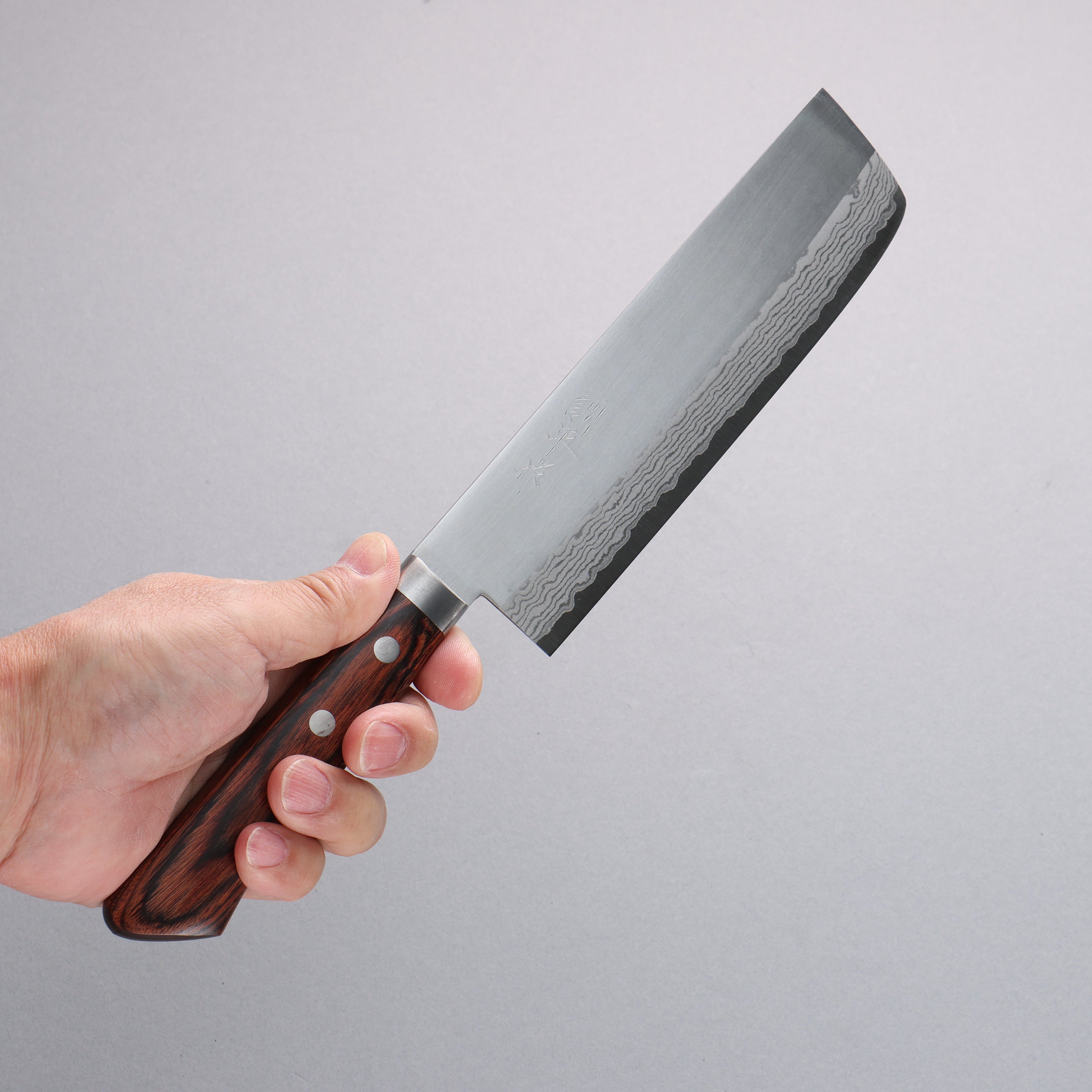 Kunihira Sairyu VG10 Damascus Migaki Finished Usuba 165mm Mahogany Pakka wood Handle - Japanny - Best Japanese Knife