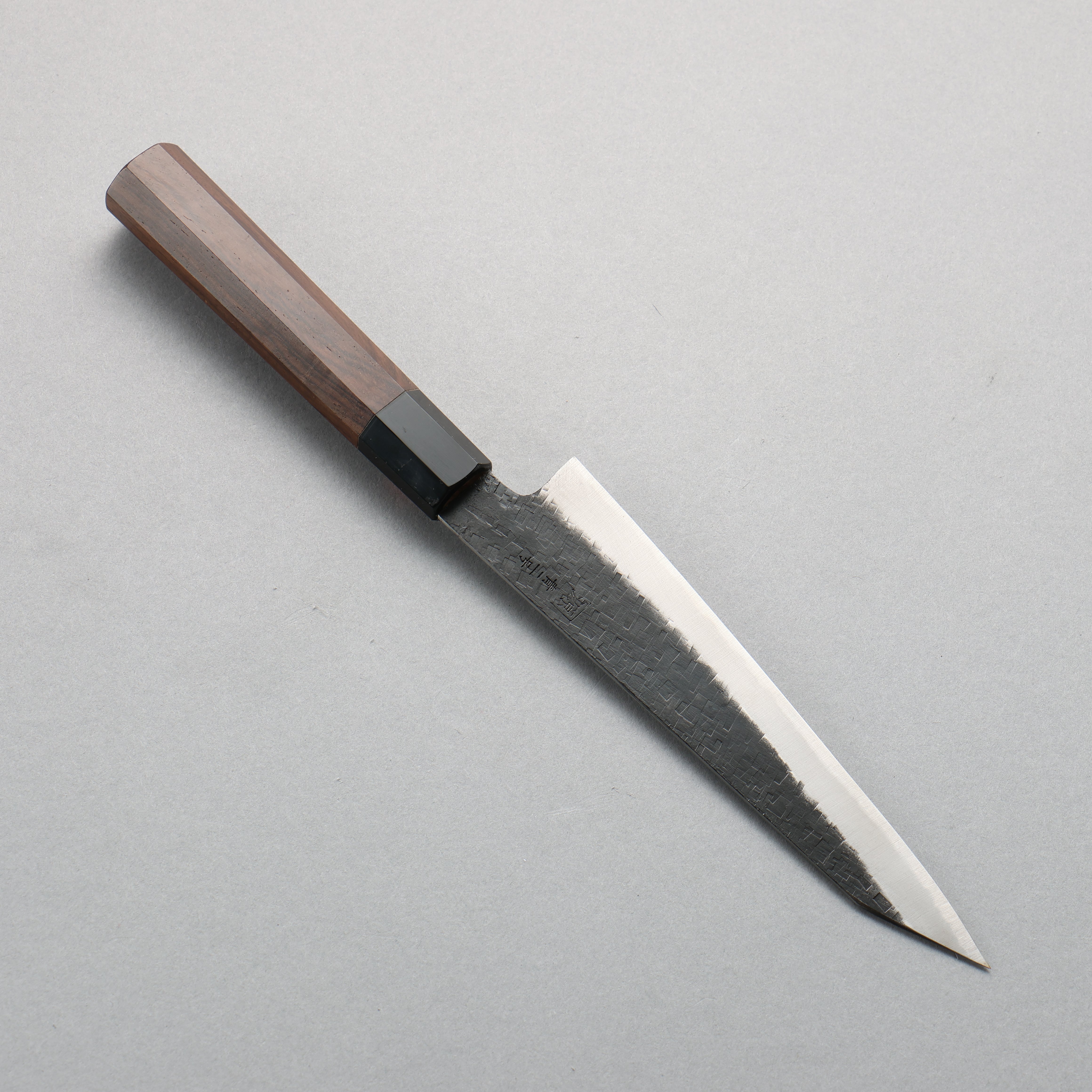 Shigeki Tanaka TEKKA Blue Steel No.2 Kurouchi Hammered(square) Kiritsuke Petty-Utility 150mm Walnut Handle - Japanny - Best Japanese Knife