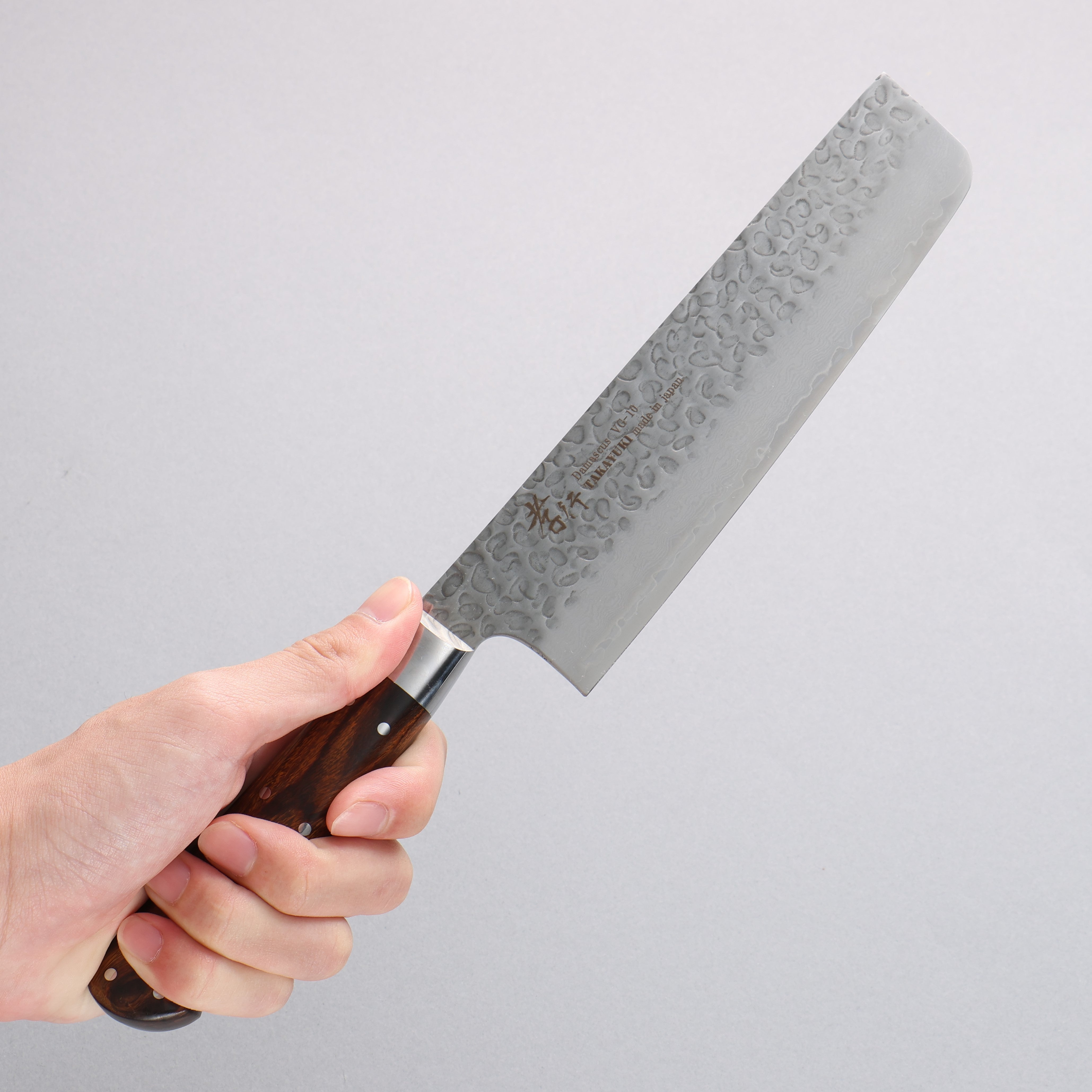 Sakai Takayuki VG10 33 Layer Damascus Nakiri 160mm Desert Ironwood(Sugihara model) Handle - Japanny - Best Japanese Knife