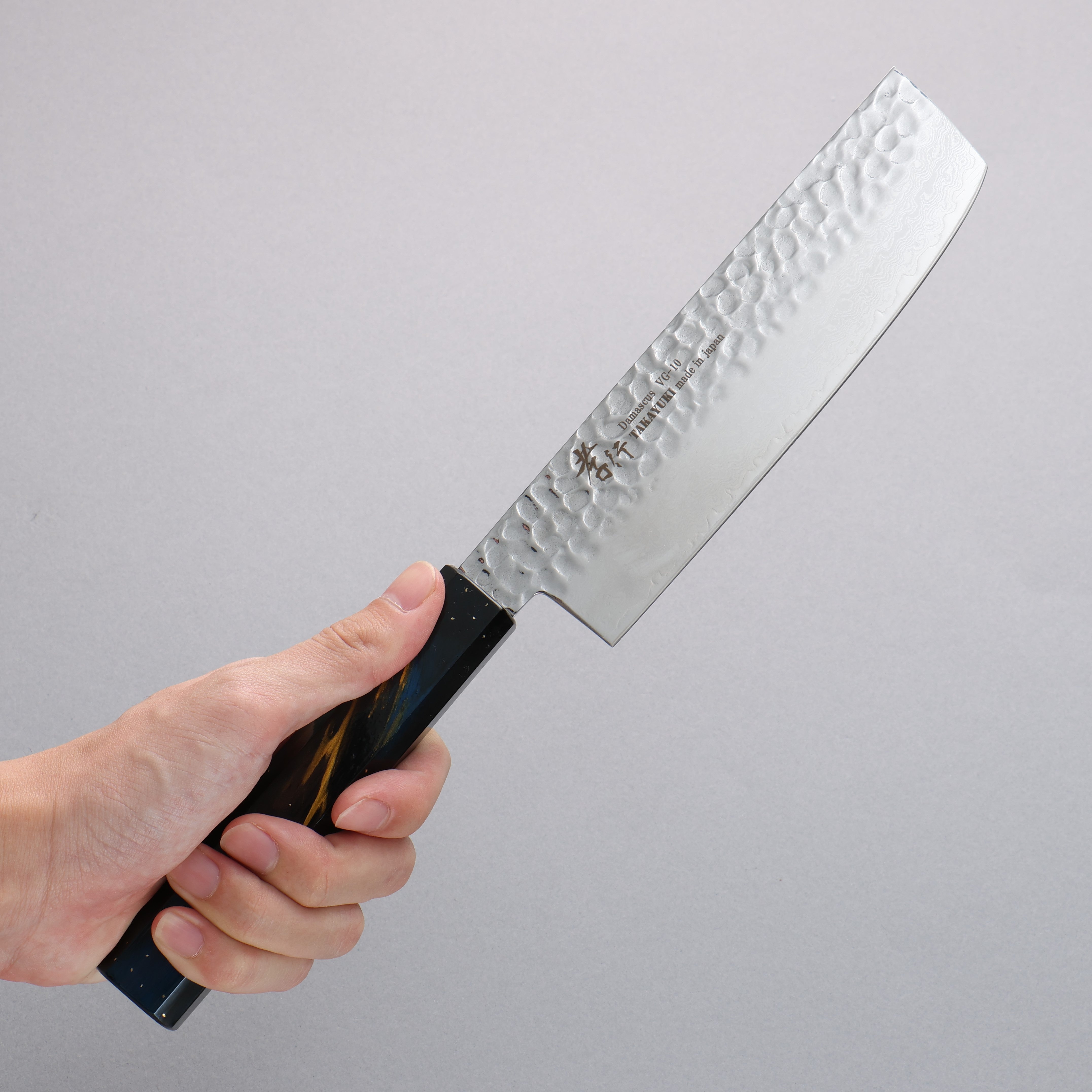Sakai Takayuki VG10 33 Layer Damascus Nakiri 160mm Live oak Lacquered (Saiu) Handle - Japanny - Best Japanese Knife