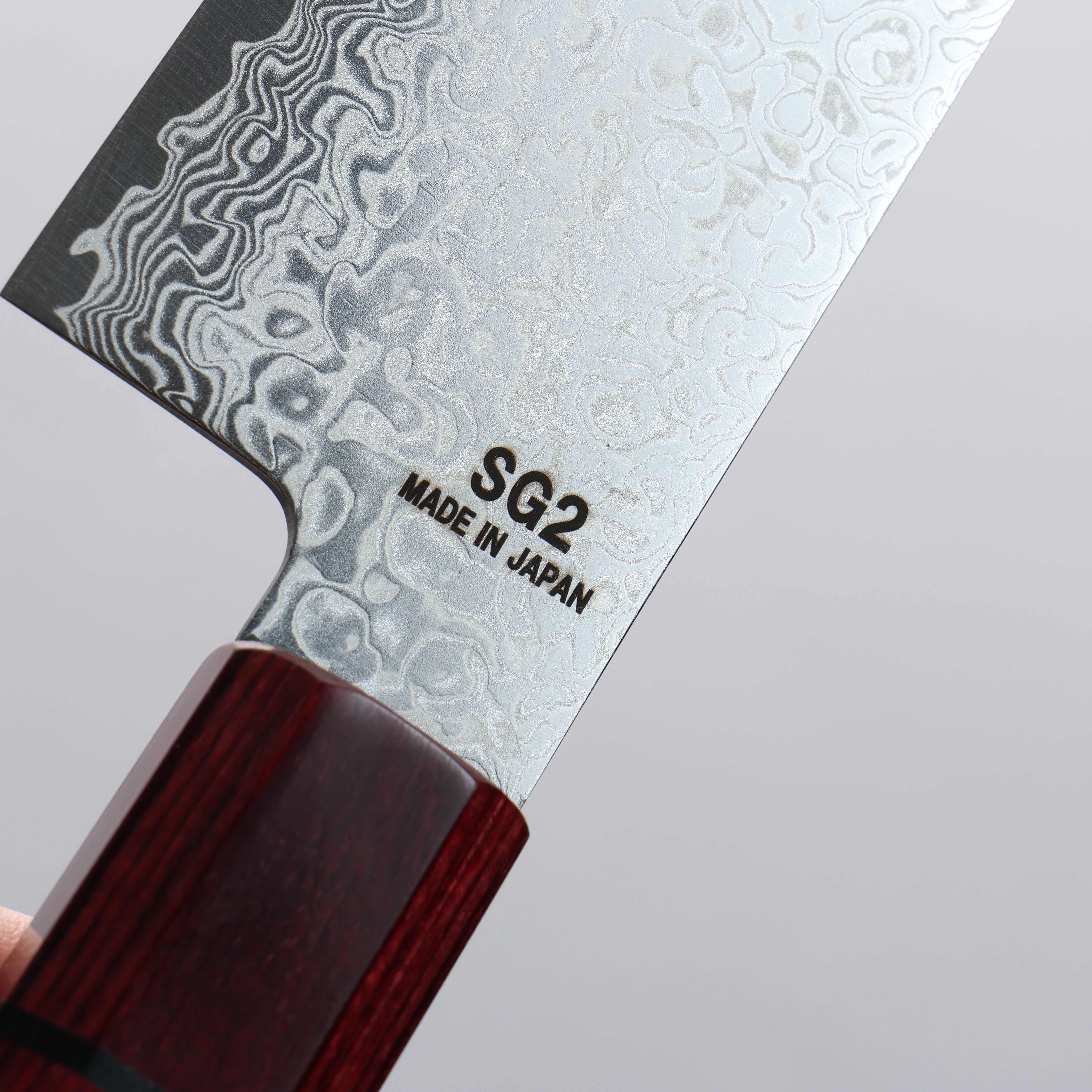 Higuchi SG2 Damascus Migaki Finished Kiritsuke Santoku 180mm Red Pakka wood Handle - Japanny - Best Japanese Knife