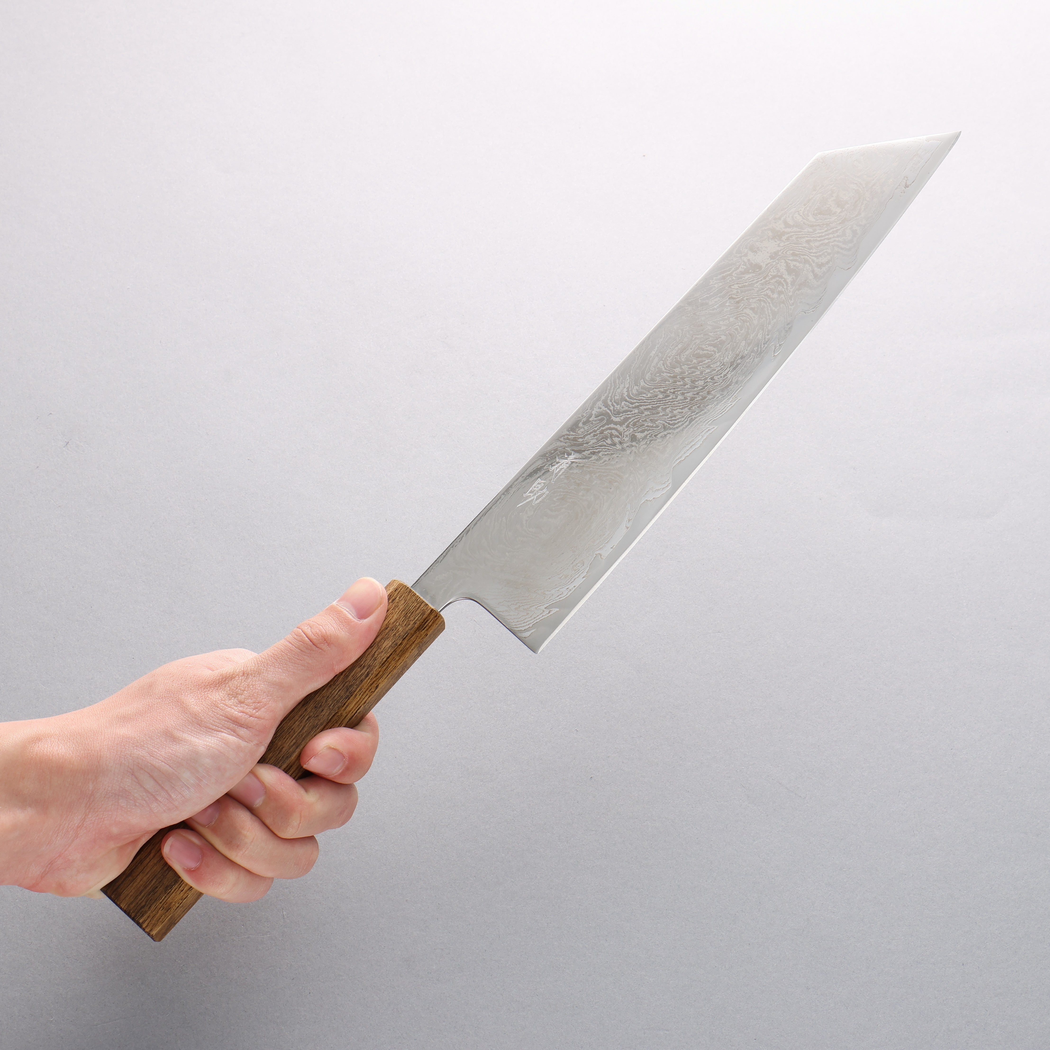 Seisuke Nami AUS10 Mirrored Finish Damascus Kiritsuke 240mm Oak Handle - Japanny - Best Japanese Knife