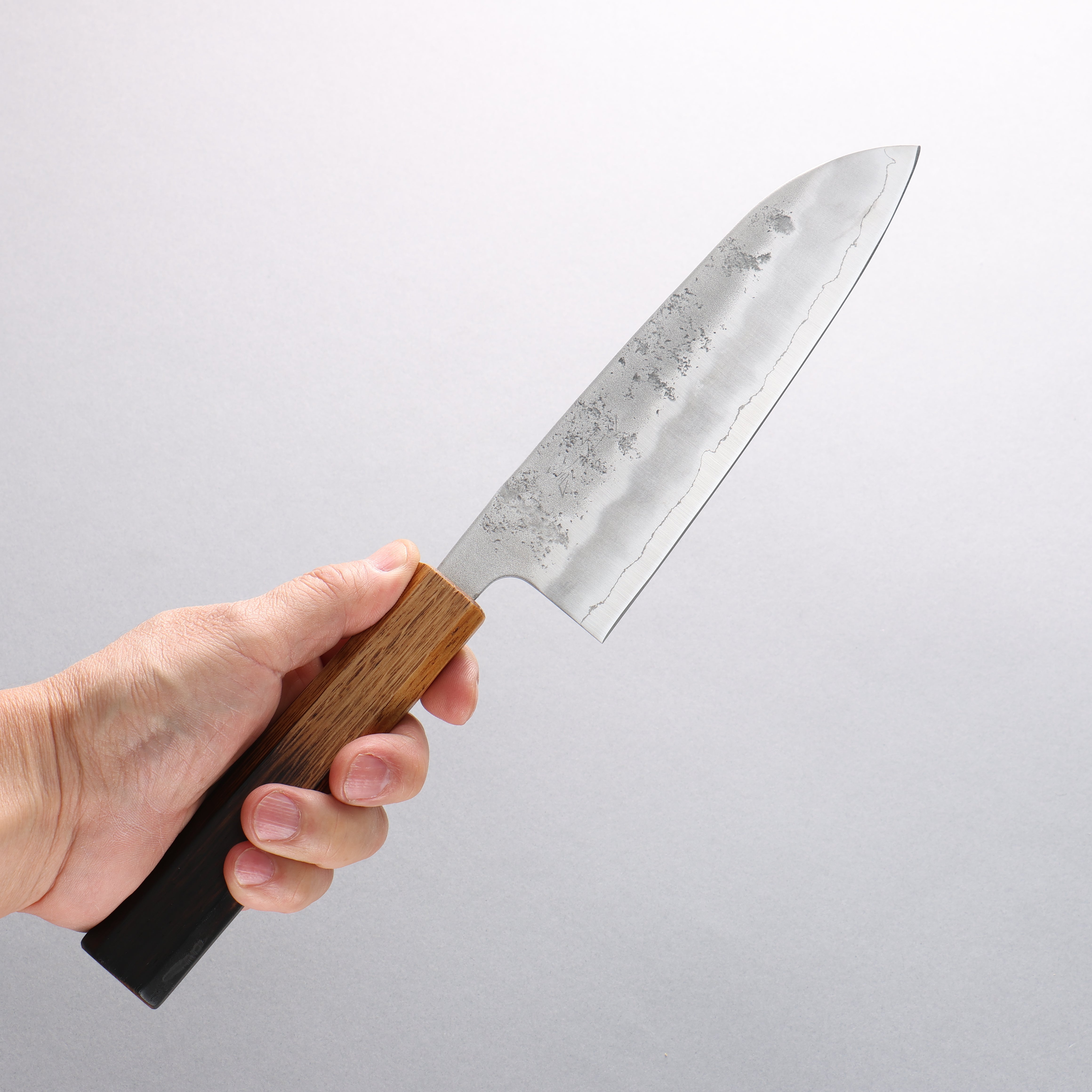 Oul Silver Steel No.3 Nashiji Santoku 165mm Burnt Oak Handle - Japanny - Best Japanese Knife