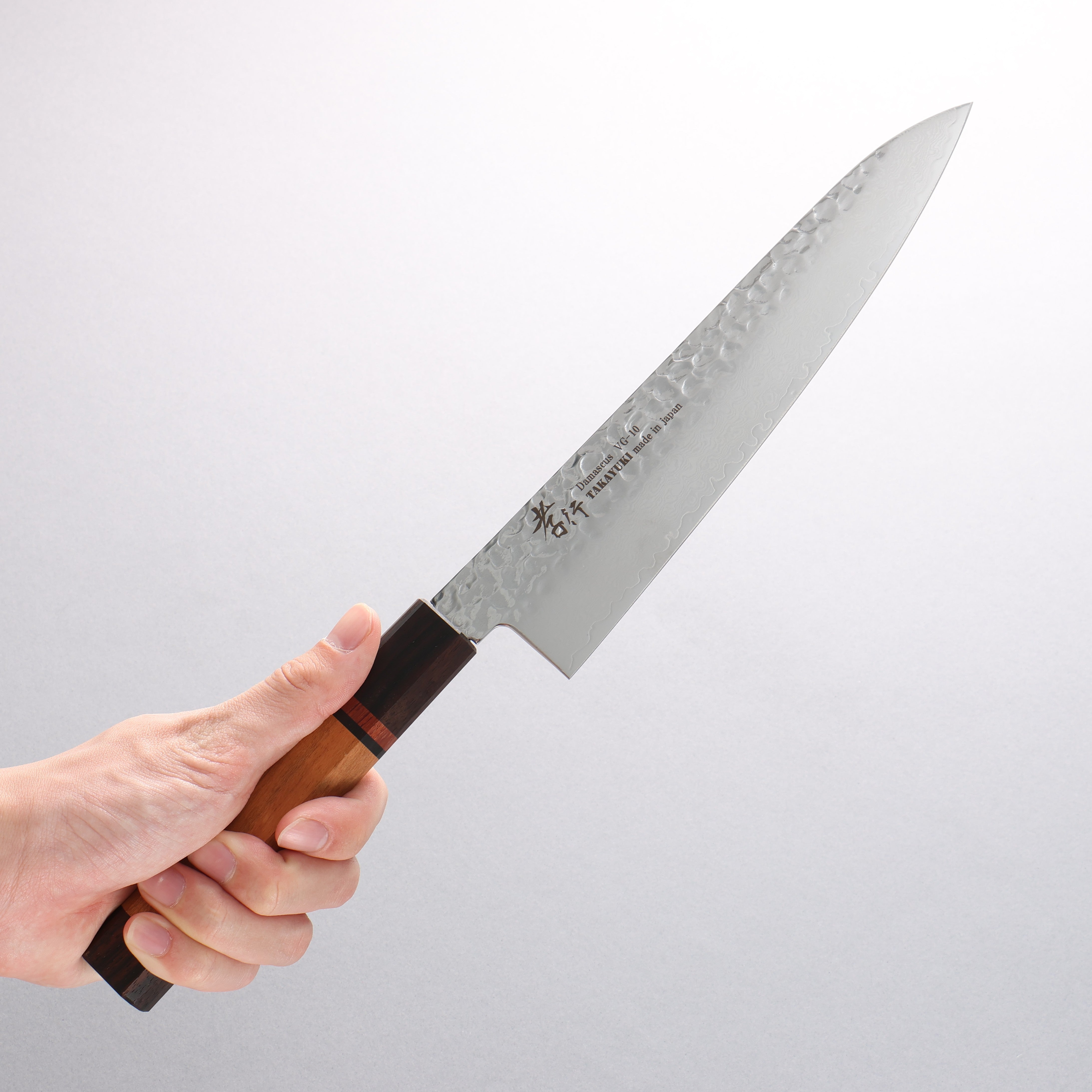 Sakai Takayuki VG10 33 Layer Damascus Gyuto 210mm Mountain cherry (12 sided) Handle - Japanny - Best Japanese Knife