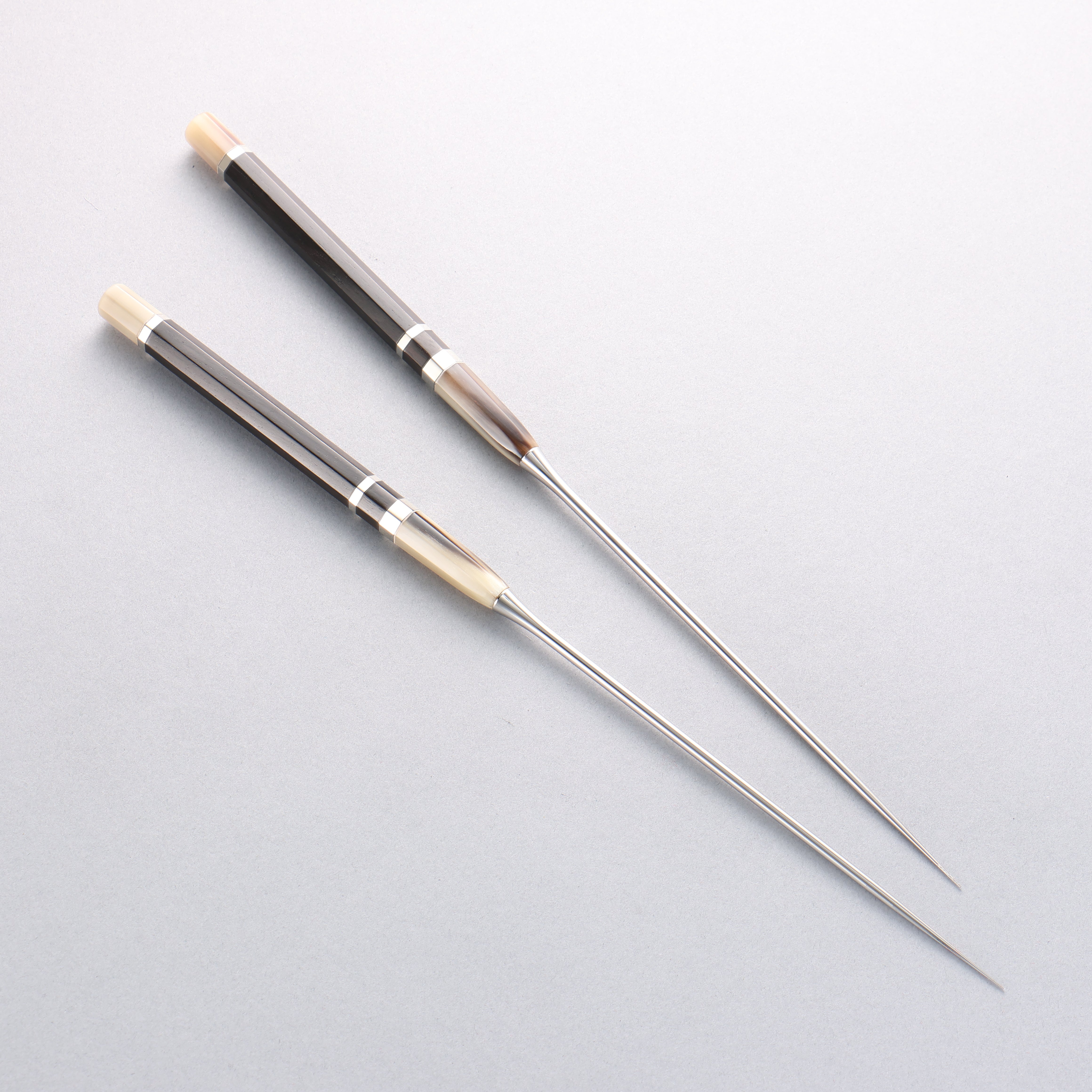 Stainless Steel Moribashi Ebony (with Double Marble Horns) Handle 180mm - Japanny - Best Japanese Knife
