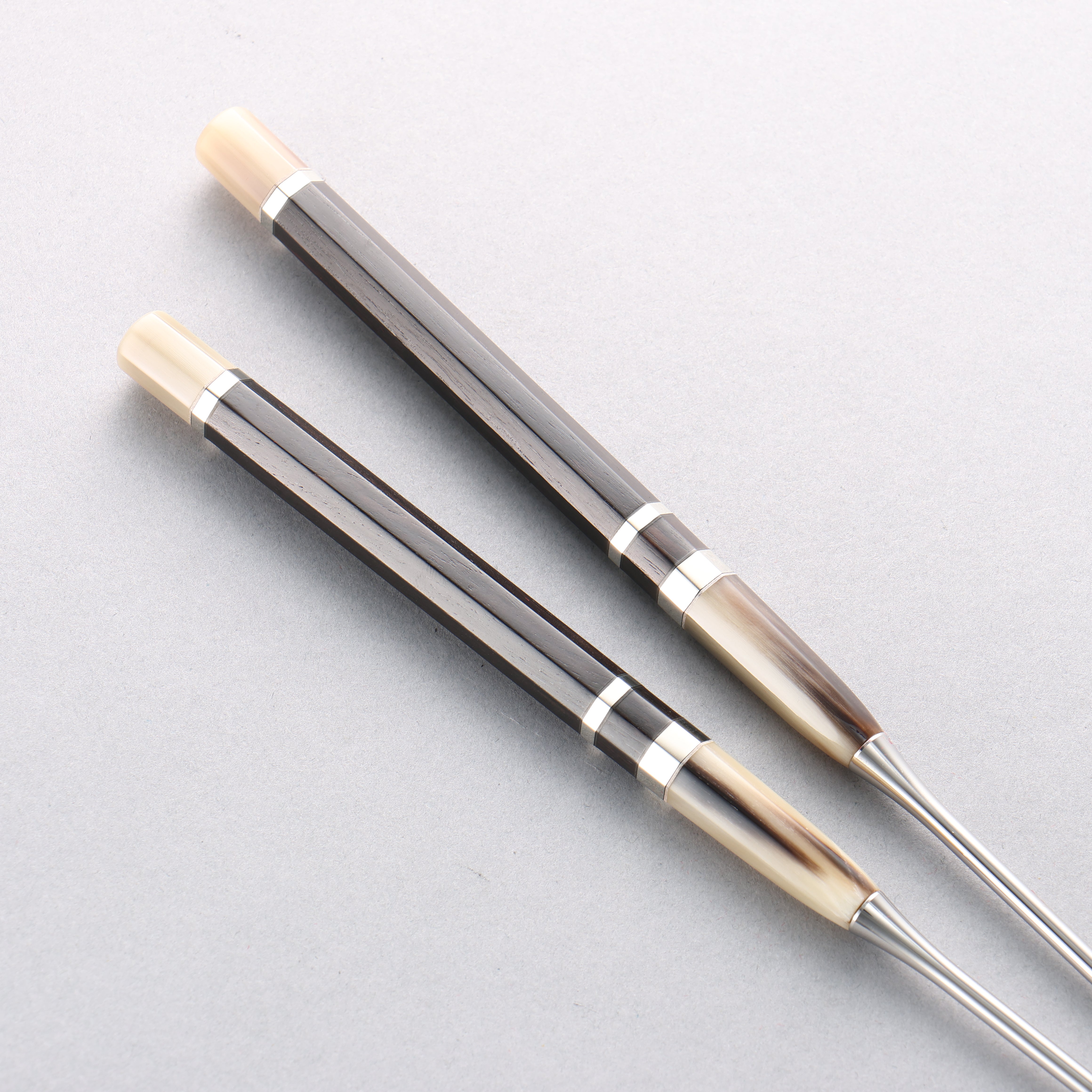 Stainless Steel Moribashi Ebony (with Double Marble Horns) Handle 165mm - Japanny - Best Japanese Knife