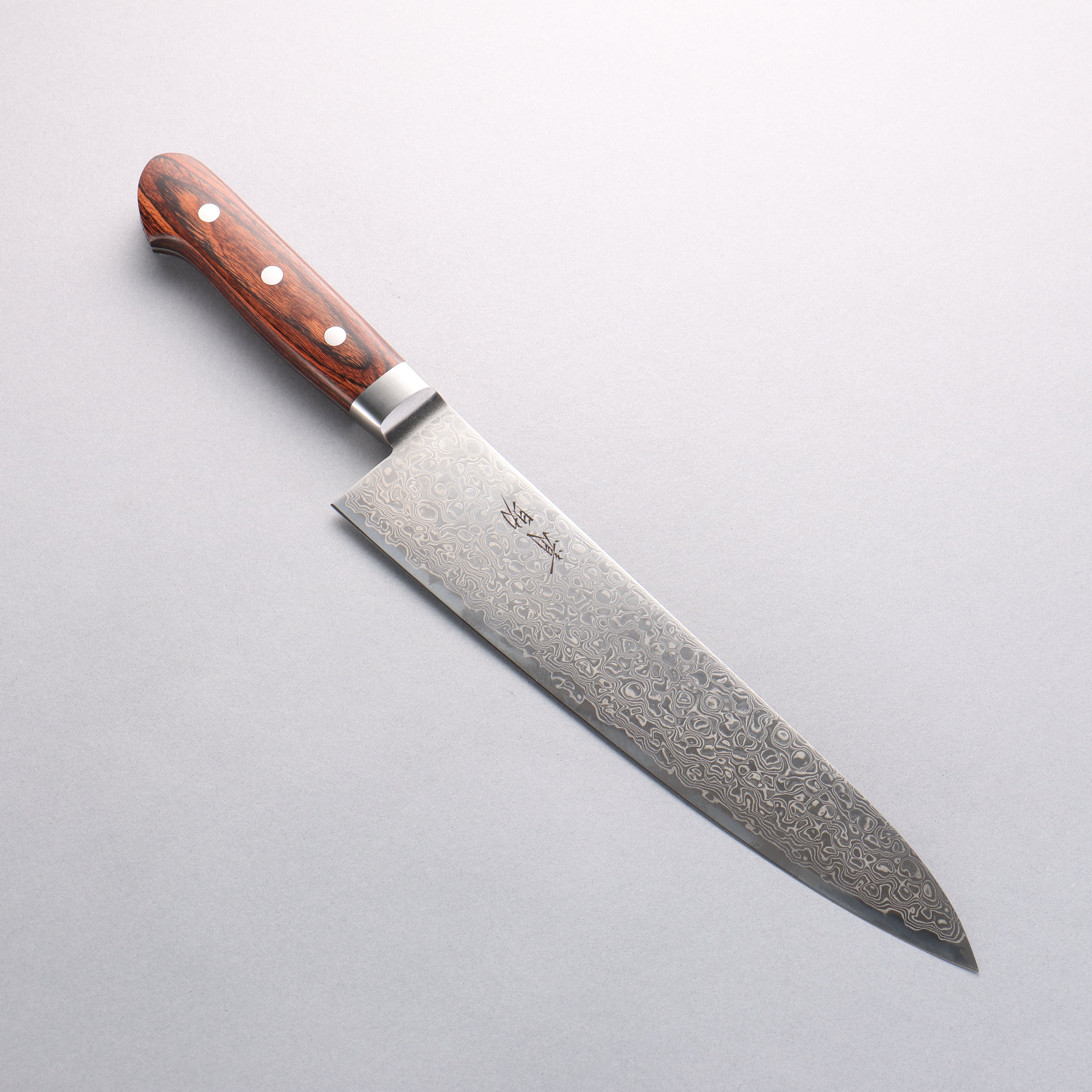 Seisuke Mokusei ZA-18 Mirrored Finish Damascus Gyuto 240mm Brown Pakka wood Handle - Japanny - Best Japanese Knife