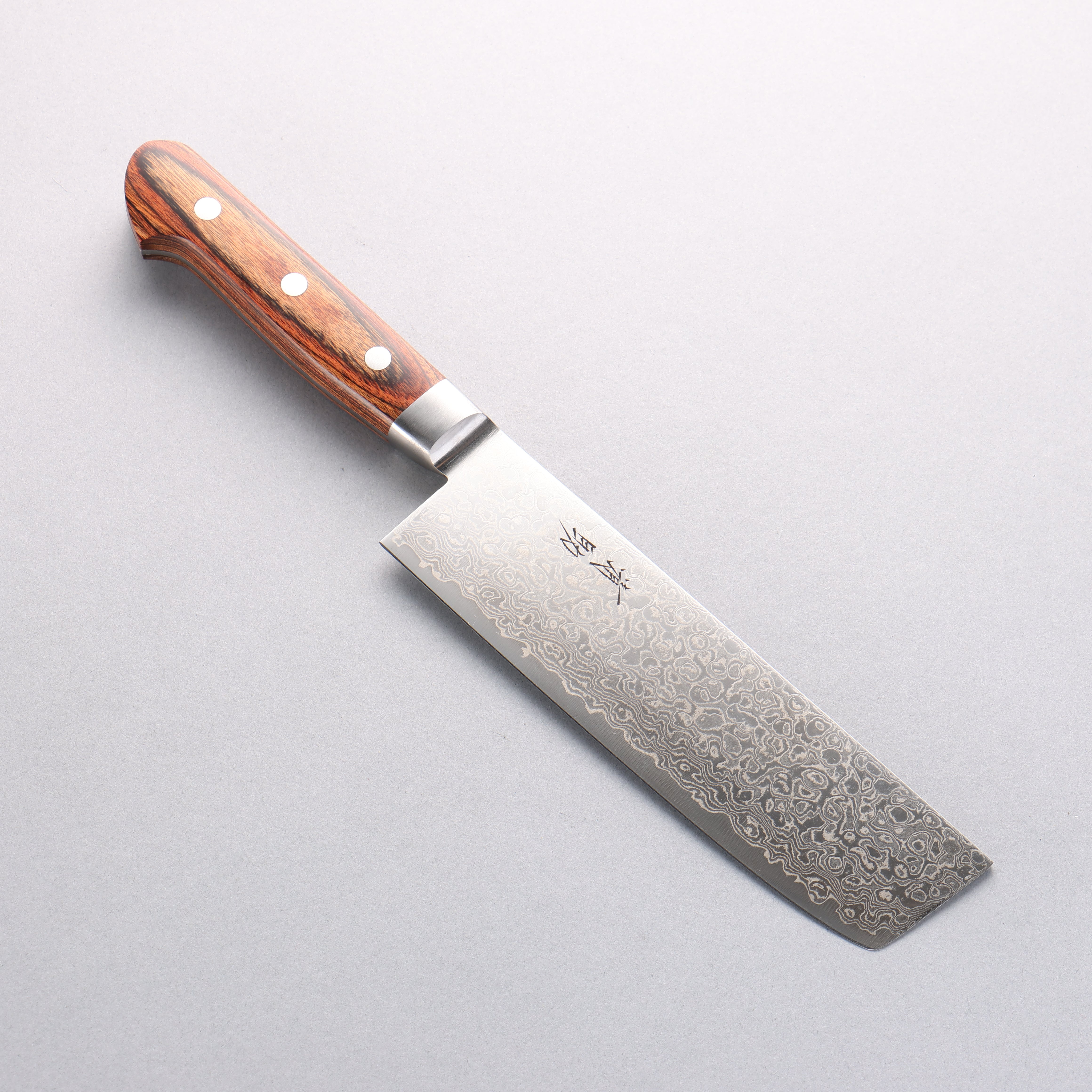 Seisuke Mokusei ZA-18 Mirrored Finish Damascus Nakiri 165mm Brown Pakka wood Handle - Japanny - Best Japanese Knife