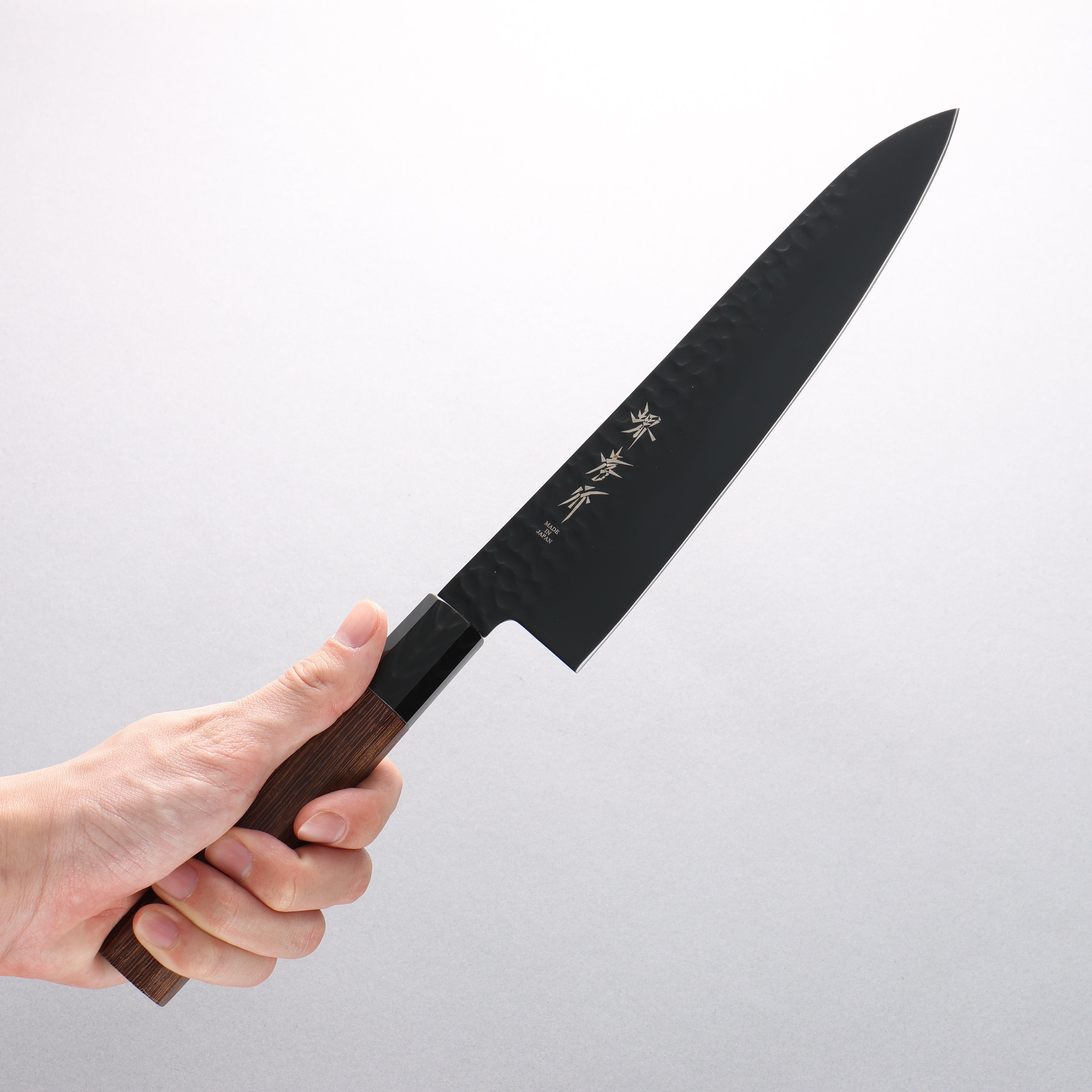 Sakai Takayuki Kurokage VG10 Hammered Teflon Coating Gyuto 210mm Wenge Handle - Japanny - Best Japanese Knife