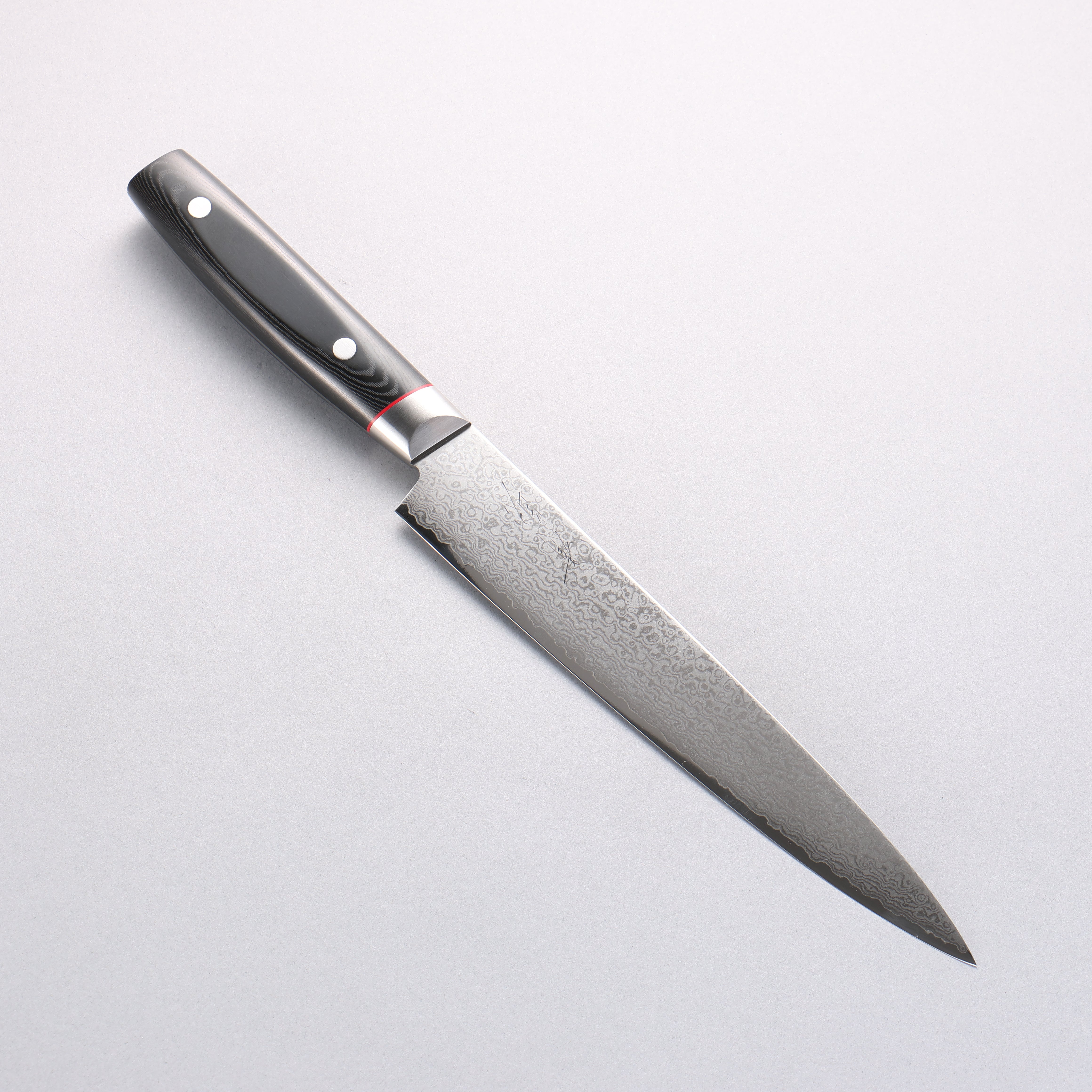 Seisuke VG10 Mirrored Finish Damascus Slicer 210mm Black Micarta Handle - Japanny - Best Japanese Knife