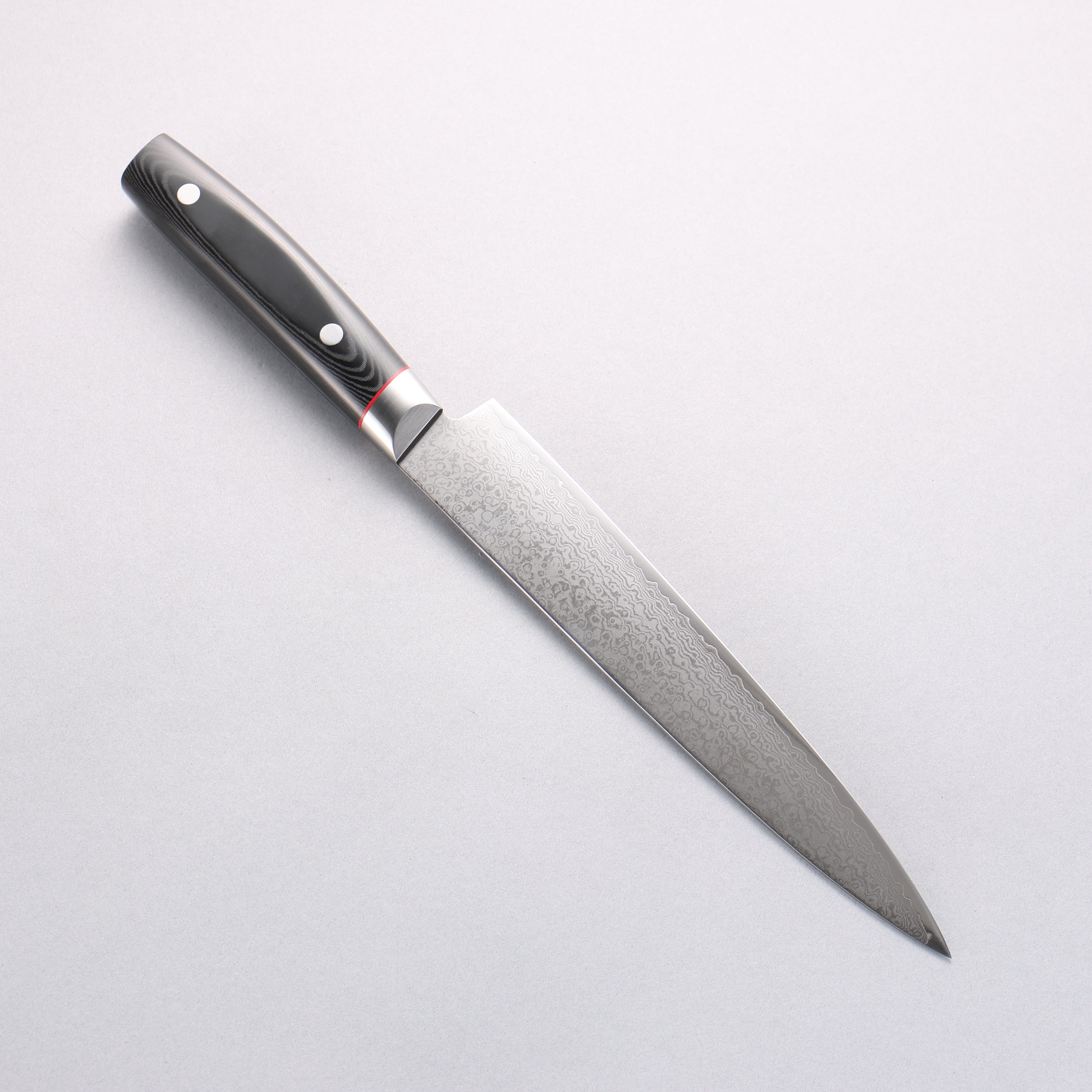 Seisuke VG10 Mirrored Finish Damascus Slicer 210mm Black Micarta Handle - Japanny - Best Japanese Knife