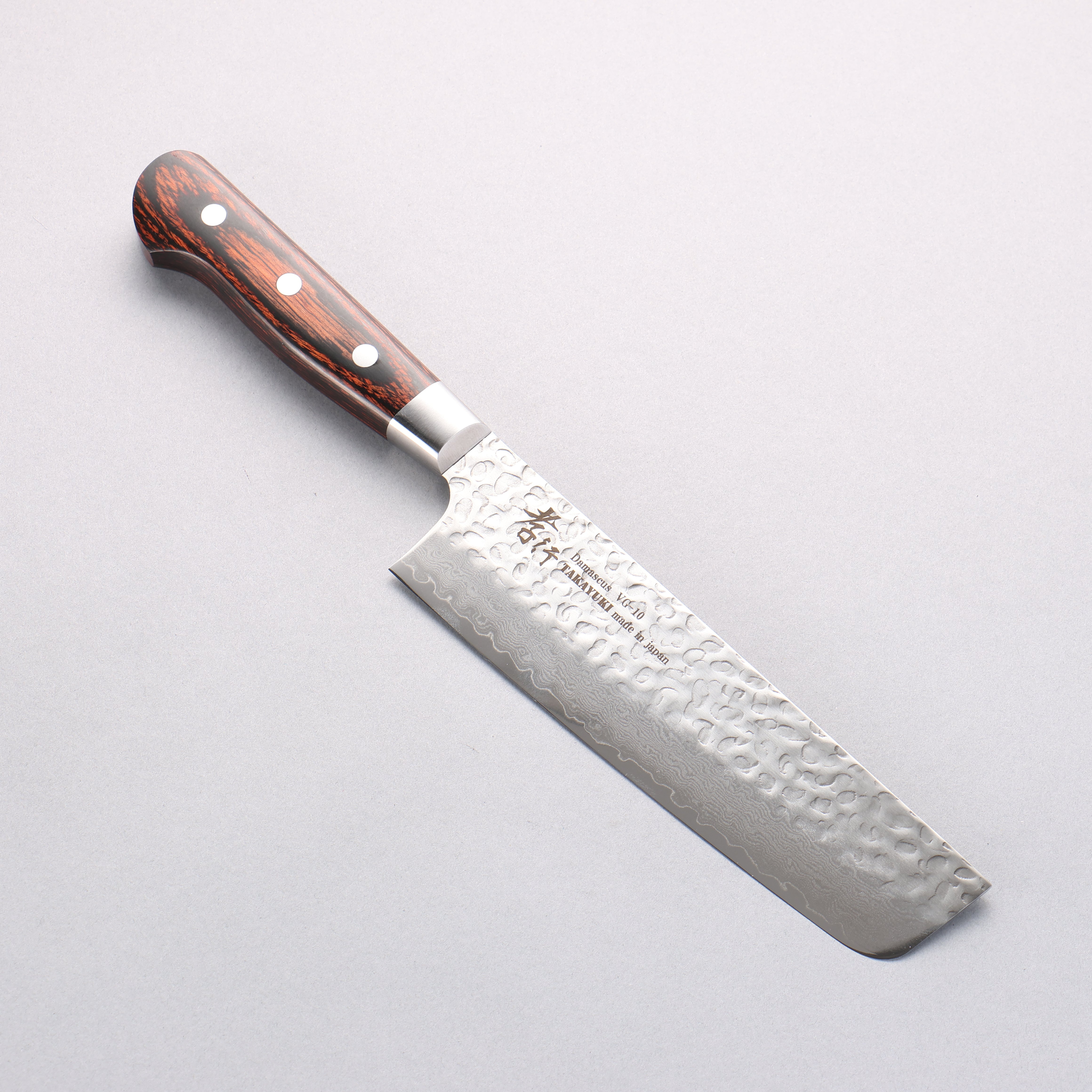 Sakai Takayuki VG10 33 Layer Damascus Nakiri 160mm Mahogany Pakka wood Handle - Japanny - Best Japanese Knife