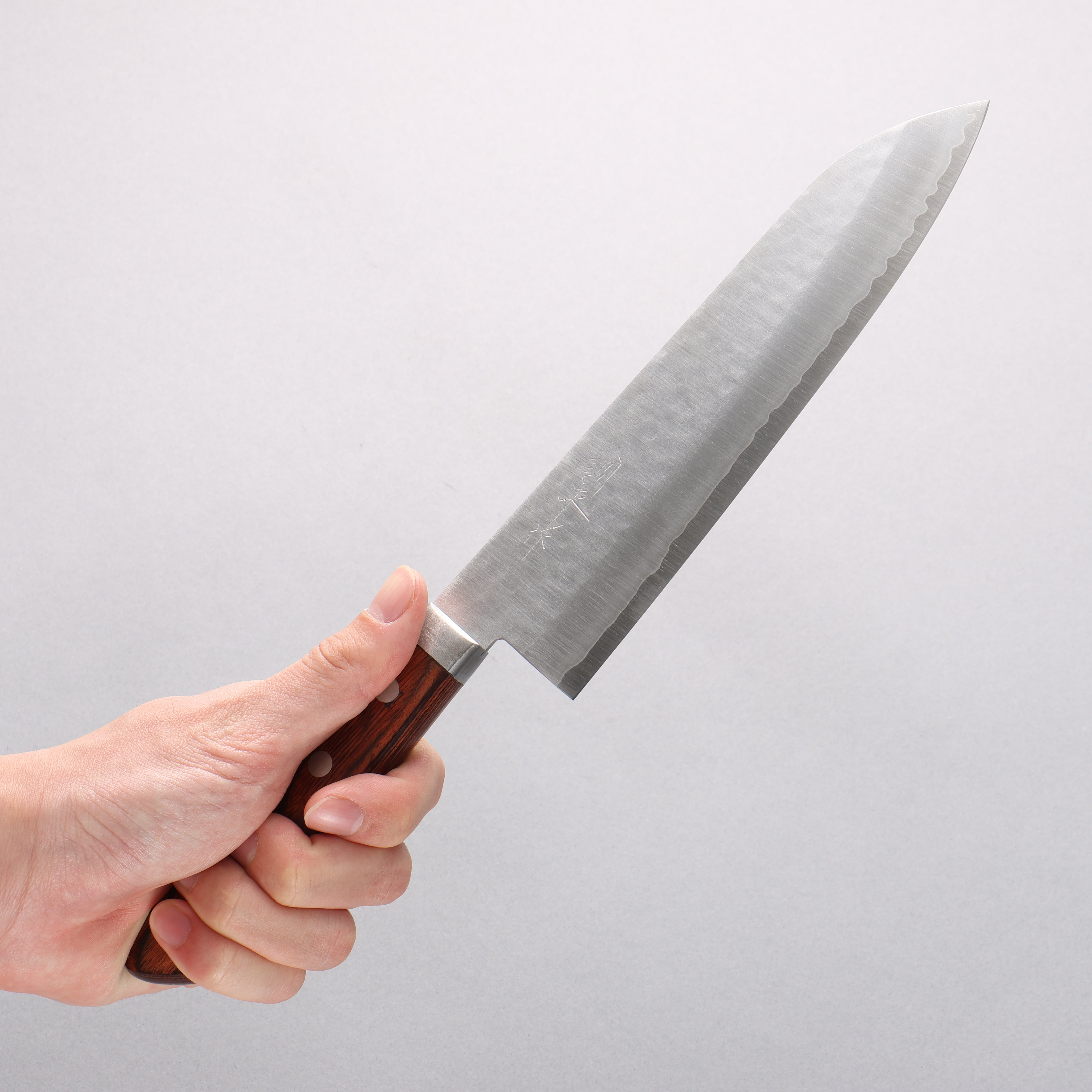 Kunihira VG1 Hammered Gyuto 180mm Mahogany Handle - Japanny - Best Japanese Knife