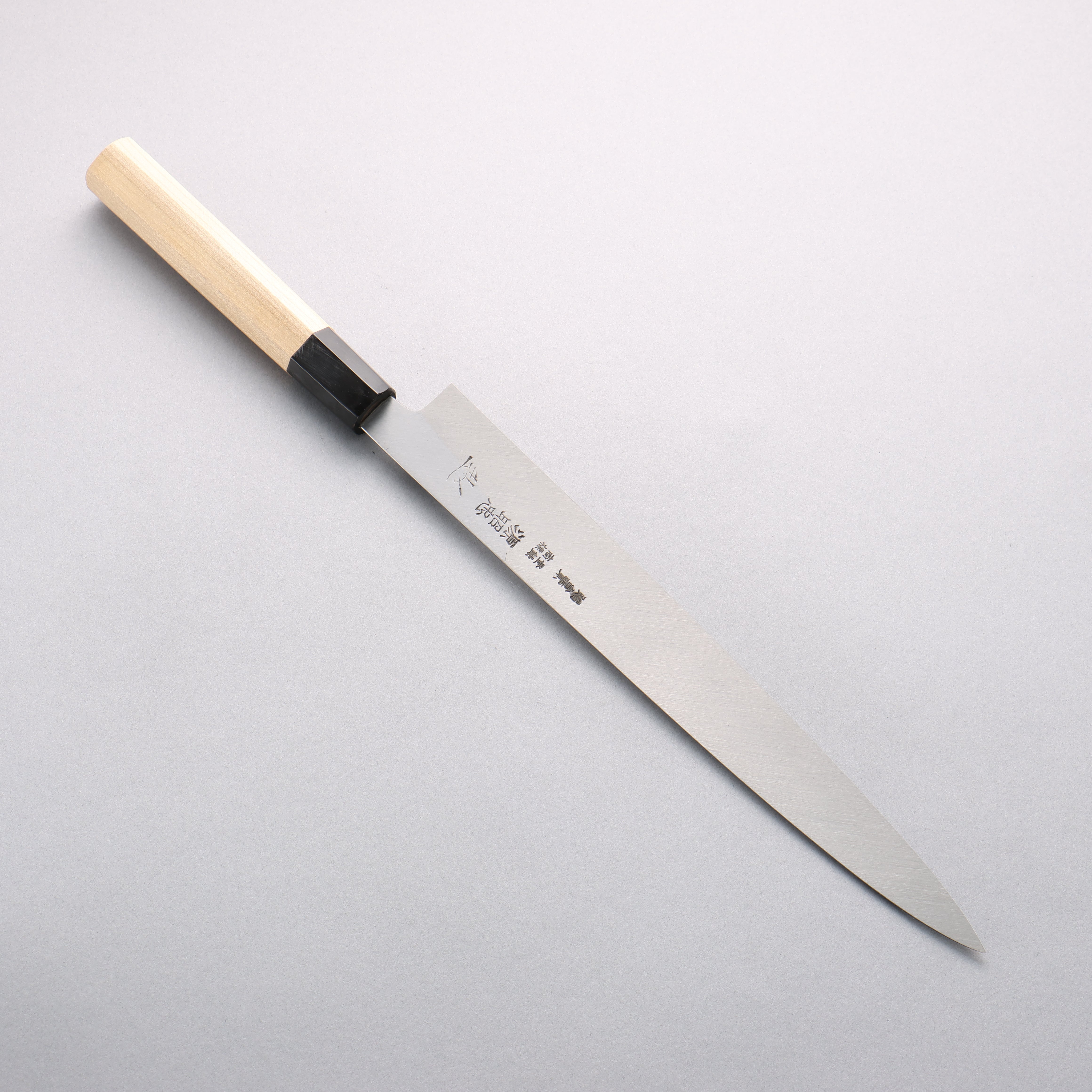 Minamoto Akitada Shidairan Blue Steel No.1 Yanagiba 270mm Magnolia (Ferrule: Water Buffalo Horn) Handle - Japanny - Best Japanese Knife