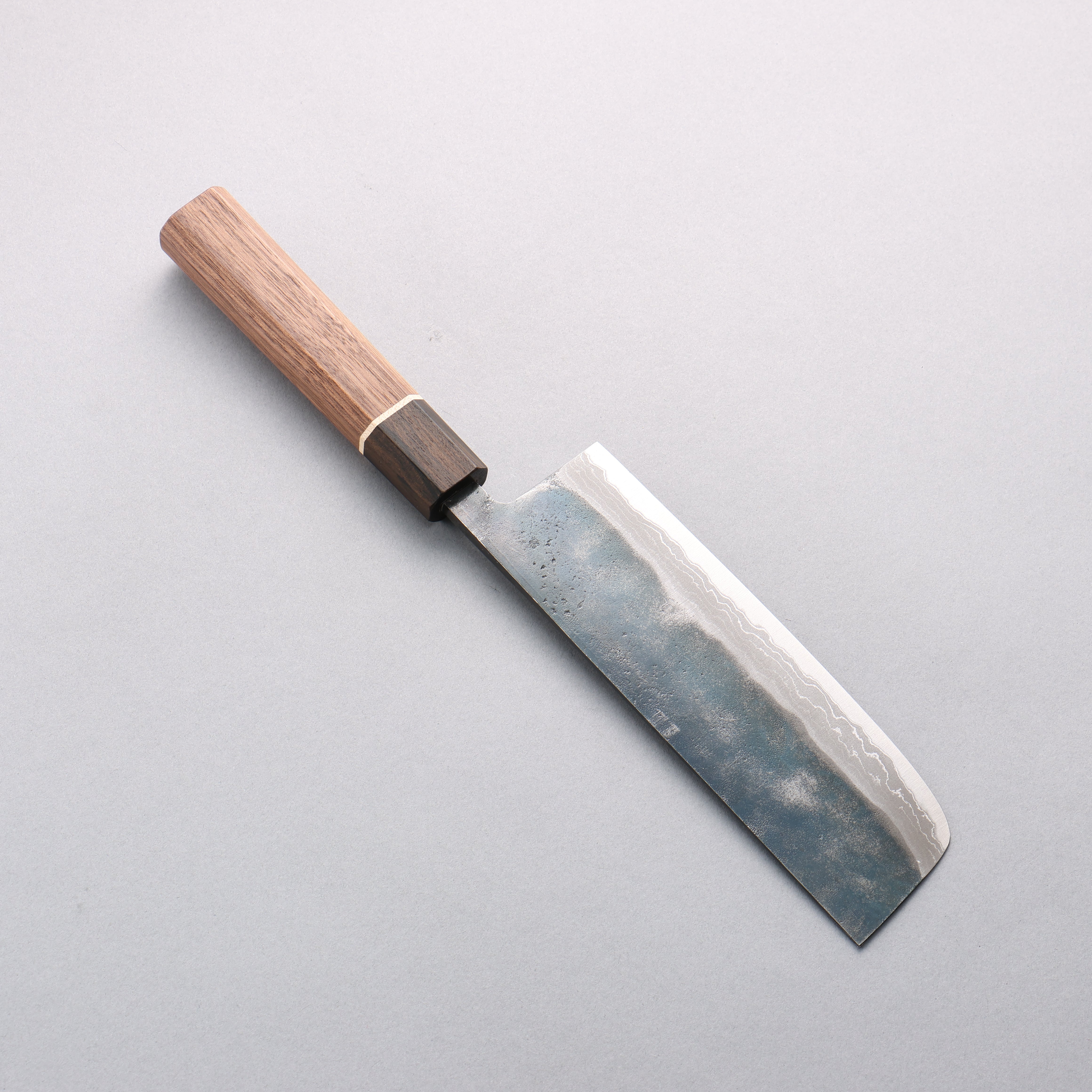 Kanetsune MATSU-ZUMI-YAKI White Steel No.2 Damascus Black Finished Nakiri 165mm Walnut Handle - Japanny - Best Japanese Knife